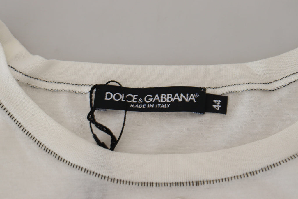 Dolce & Gabbana Weißes bedrucktes Kurzarm-T-Shirt für Männer