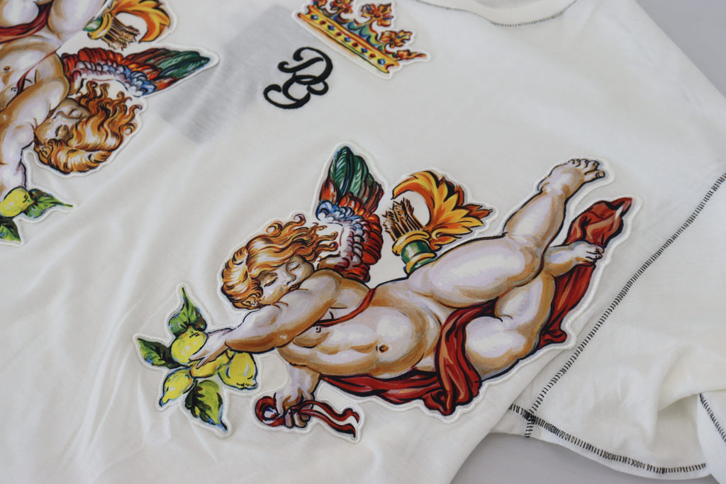 Dolce & Gabbana Weißes bedrucktes Kurzarm-T-Shirt für Männer