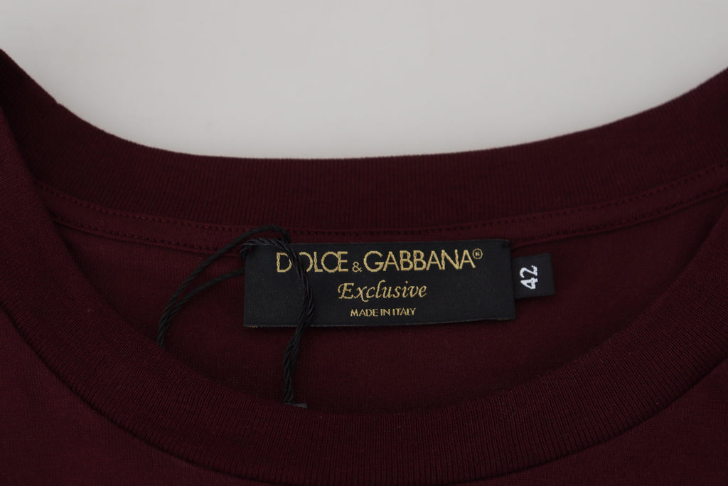 Dolce & Gabbana Kastanienbraunes bedrucktes Kurzarm-T-Shirt für Männer