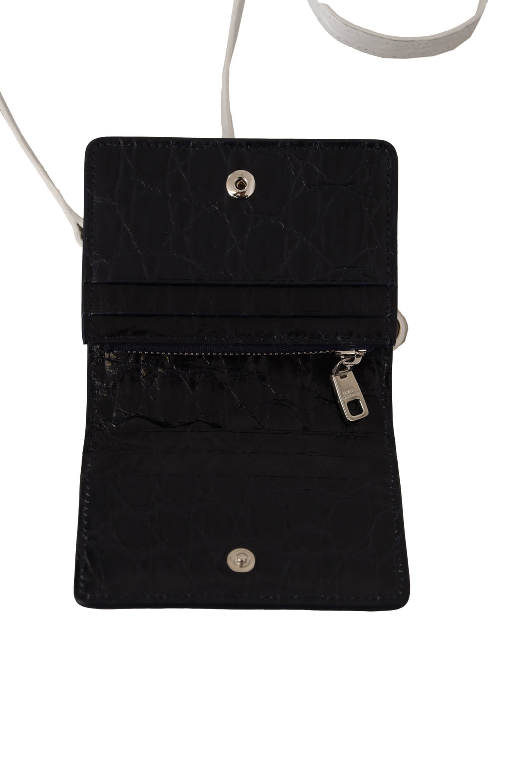 Dolce & Gabbana Blau Weiß Kaiman Lederband Kartenhalter Brieftasche