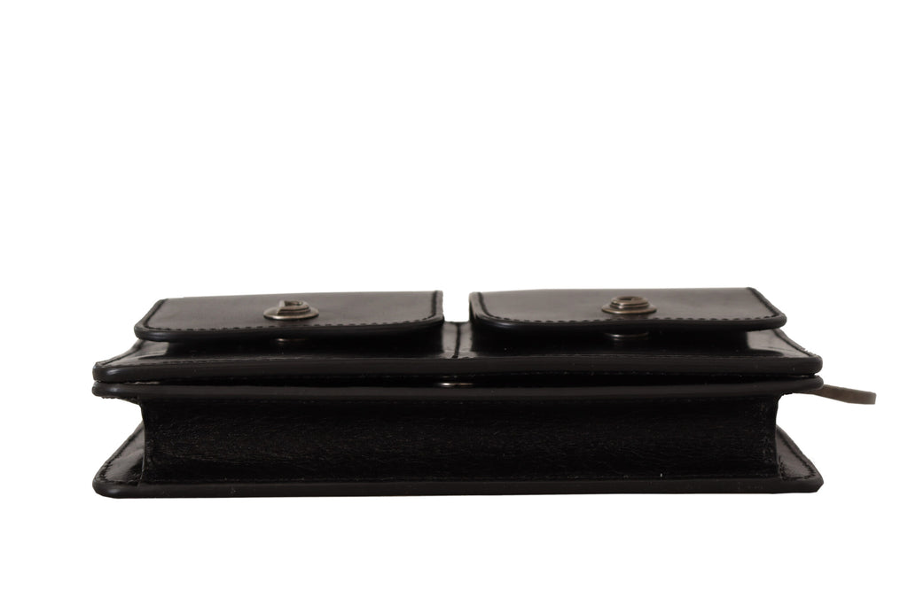 Dolce & Gabbana Schwarzes Lederhandtäschchen Mini Bag Card Bill Wallet