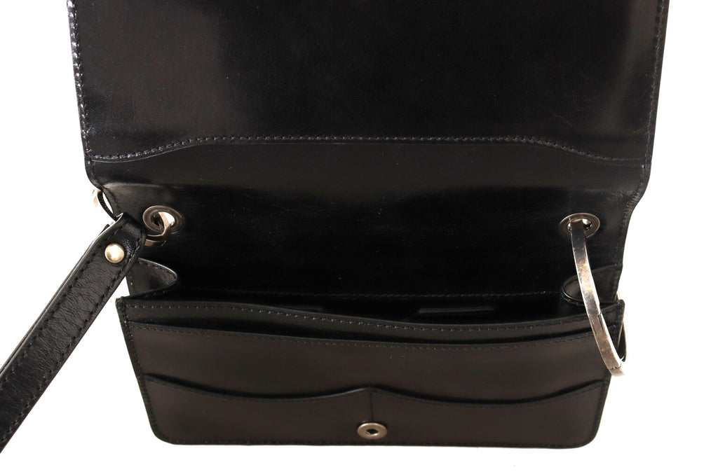 Dolce & Gabbana Schwarzes Lederhandtäschchen Mini Bag Card Bill Wallet