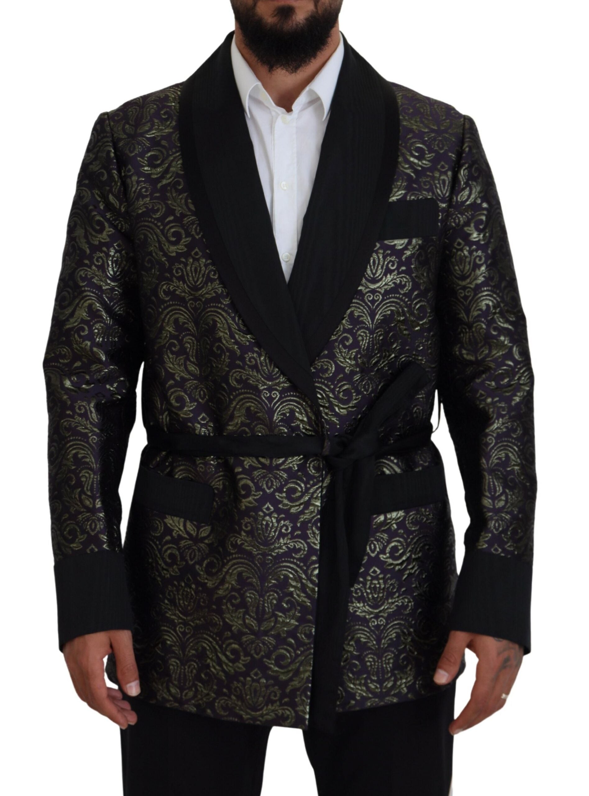 Dolce & Gabbana Gold Lila Barock Jacke Blazer Robe