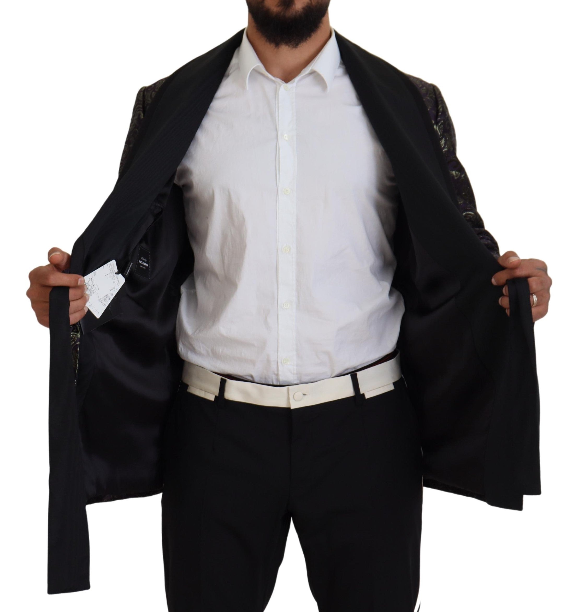 Dolce & Gabbana Gold Lila Barock Jacke Blazer Robe