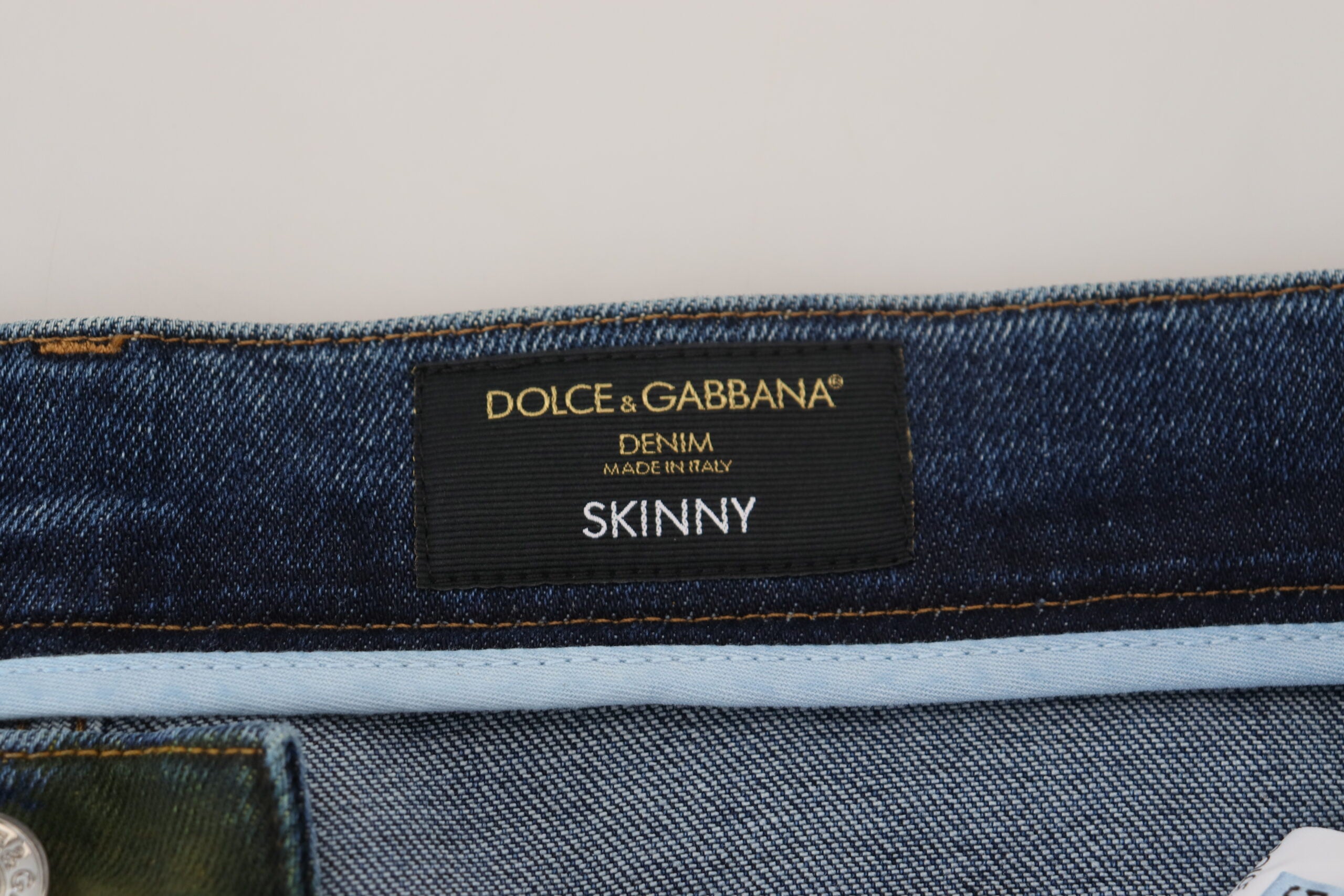 Dolce & Gabbana Blaugrüne Skinny Denim-Jeans aus Baumwolle