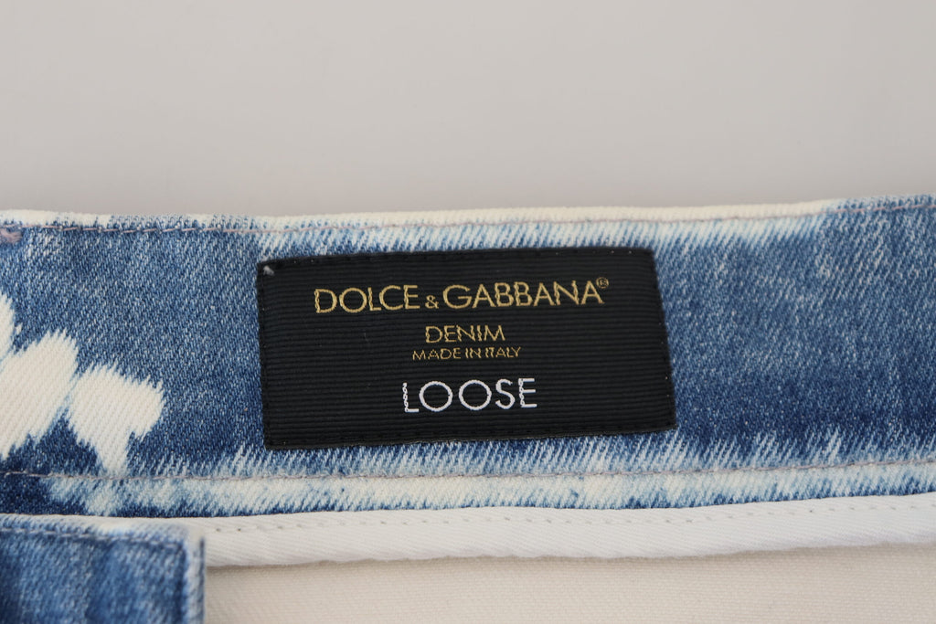 Dolce & Gabbana Blaue Ceasar Denim-Baumwolljeans mit loser Passform