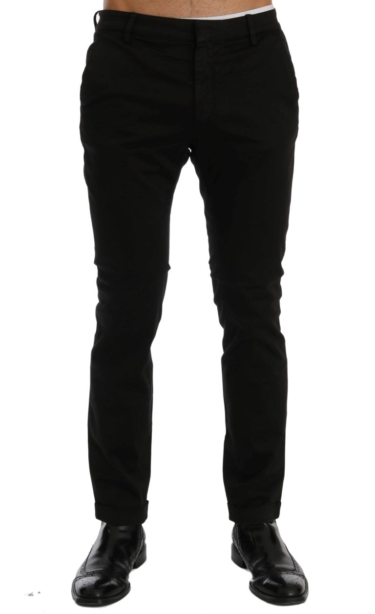 Costume National Schwarze Slim Fit Baumwoll-Stretch-Hose