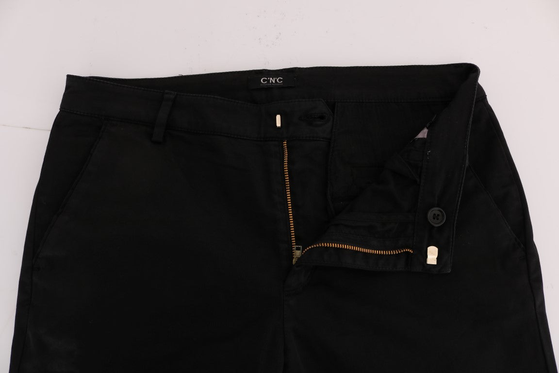 Costume National Schwarze Slim Fit Baumwoll-Stretch-Hose