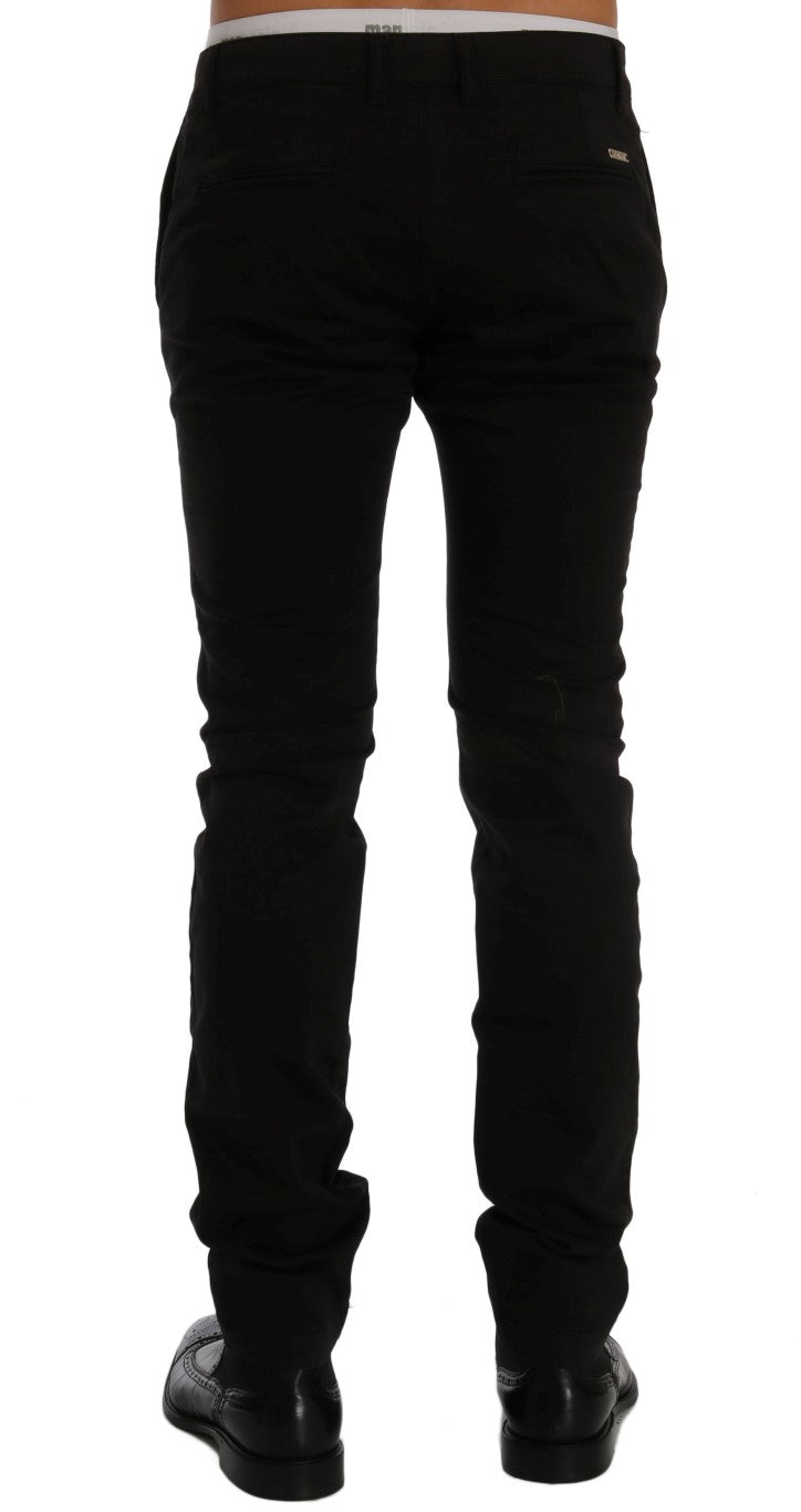 GF Ferre Schwarze Baumwoll-Stretch-Chino-Hose