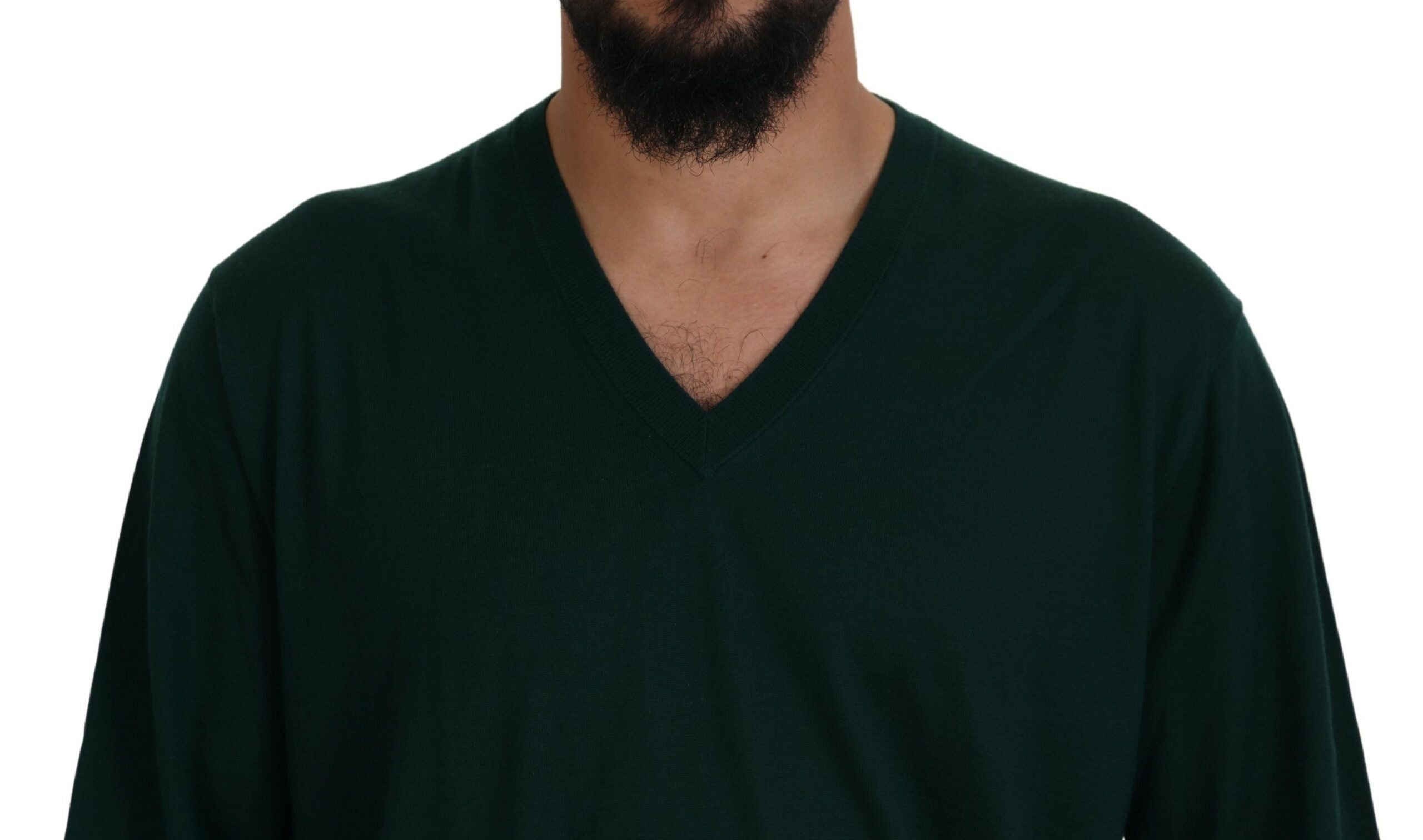 Dolce & Gabbana Grüner Kaschmirpullover mit V-Ausschnitt