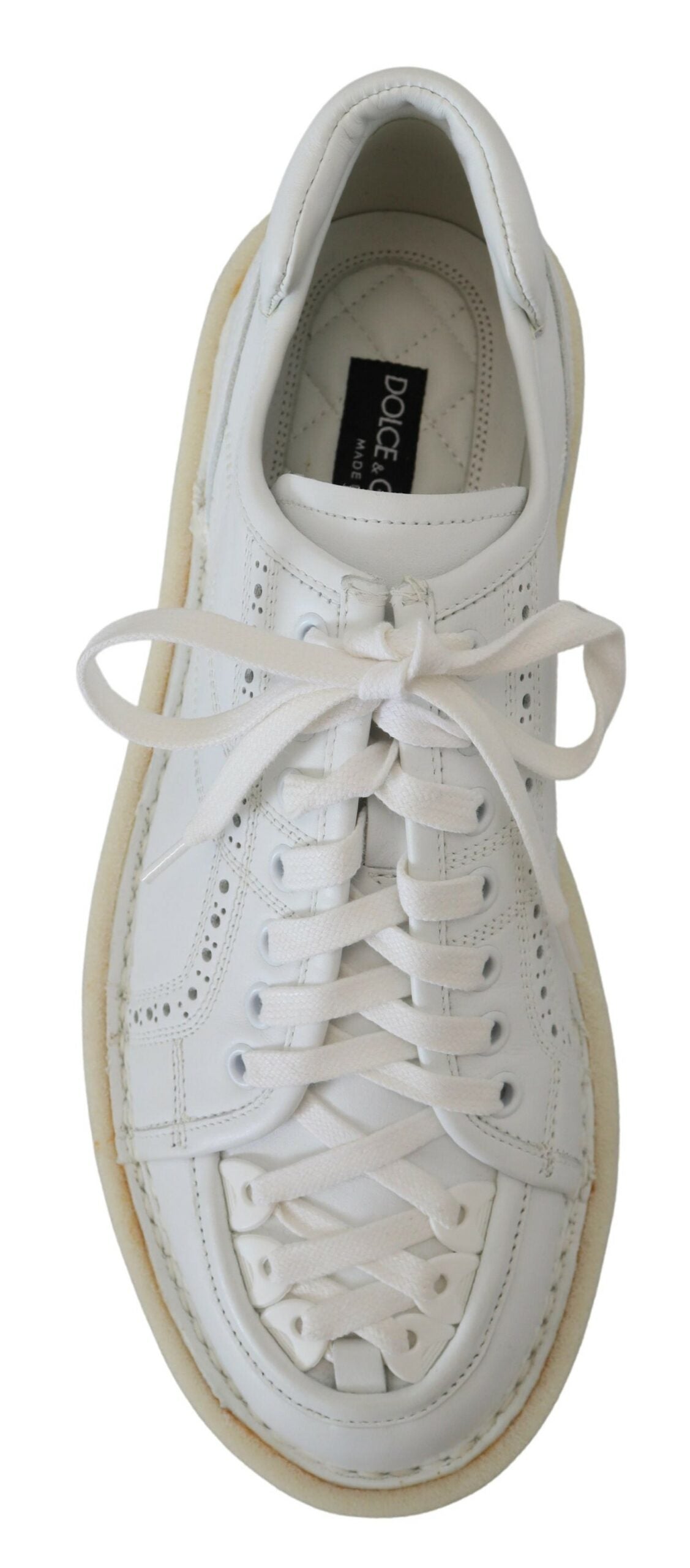 Dolce & Gabbana Weiß Leder Low Top Oxford Turnschuhe Freizeitschuhe