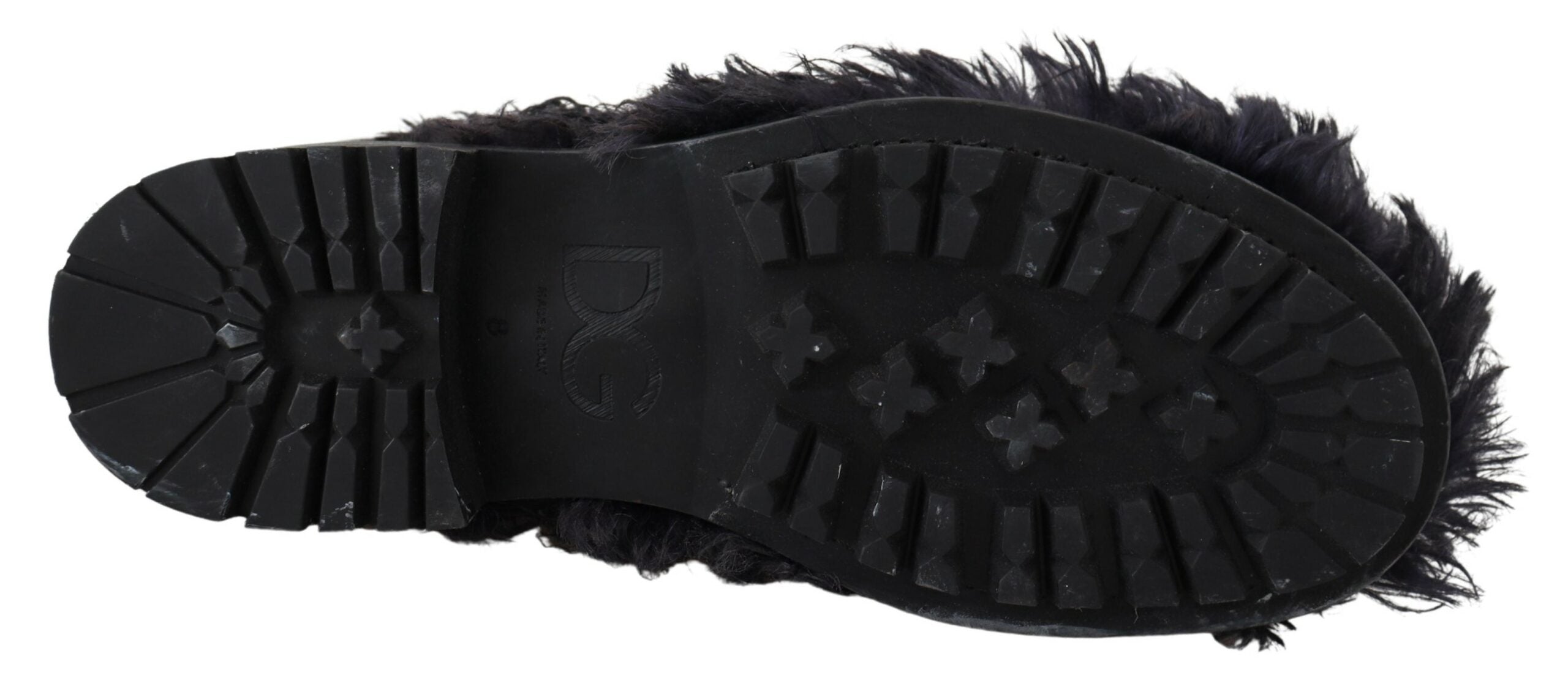 Dolce & Gabbana Schwarz Leder Combat Shearling Stiefel Schuhe
