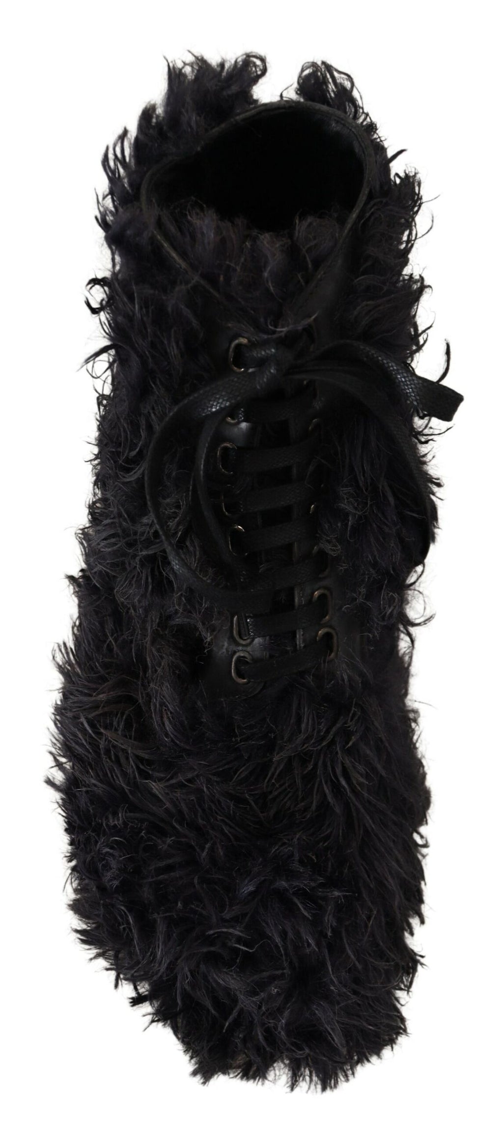 Dolce & Gabbana Schwarz Leder Combat Shearling Stiefel Schuhe