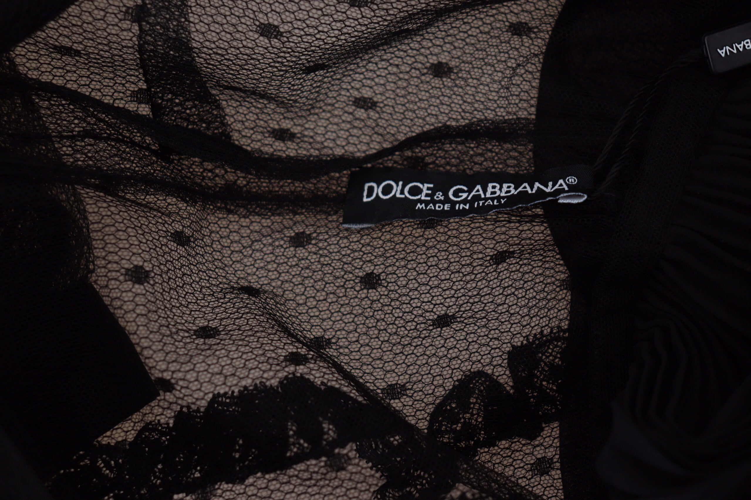 Dolce & Gabbana Schwarzes Mini-Nylonkleid mit Spitzenbesatz in A-Linie