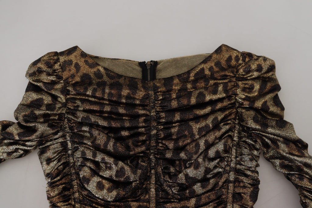 Dolce & Gabbana Multicolor Leopard Bodycon Etuikleid Midikleid