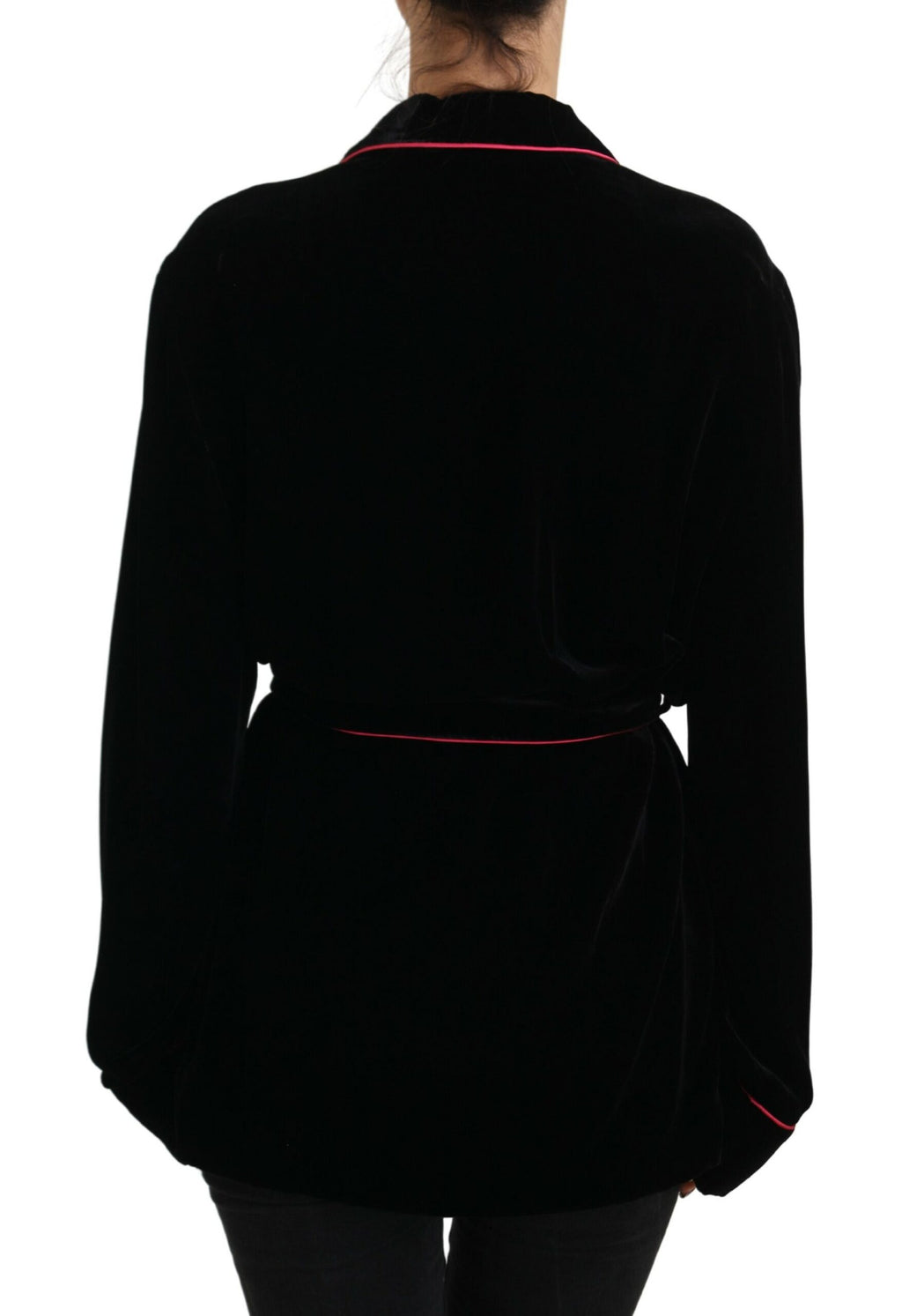 Dolce & Gabbana Schwarzer Blazer mit Gürtel und Knöpfen Viskosejacke