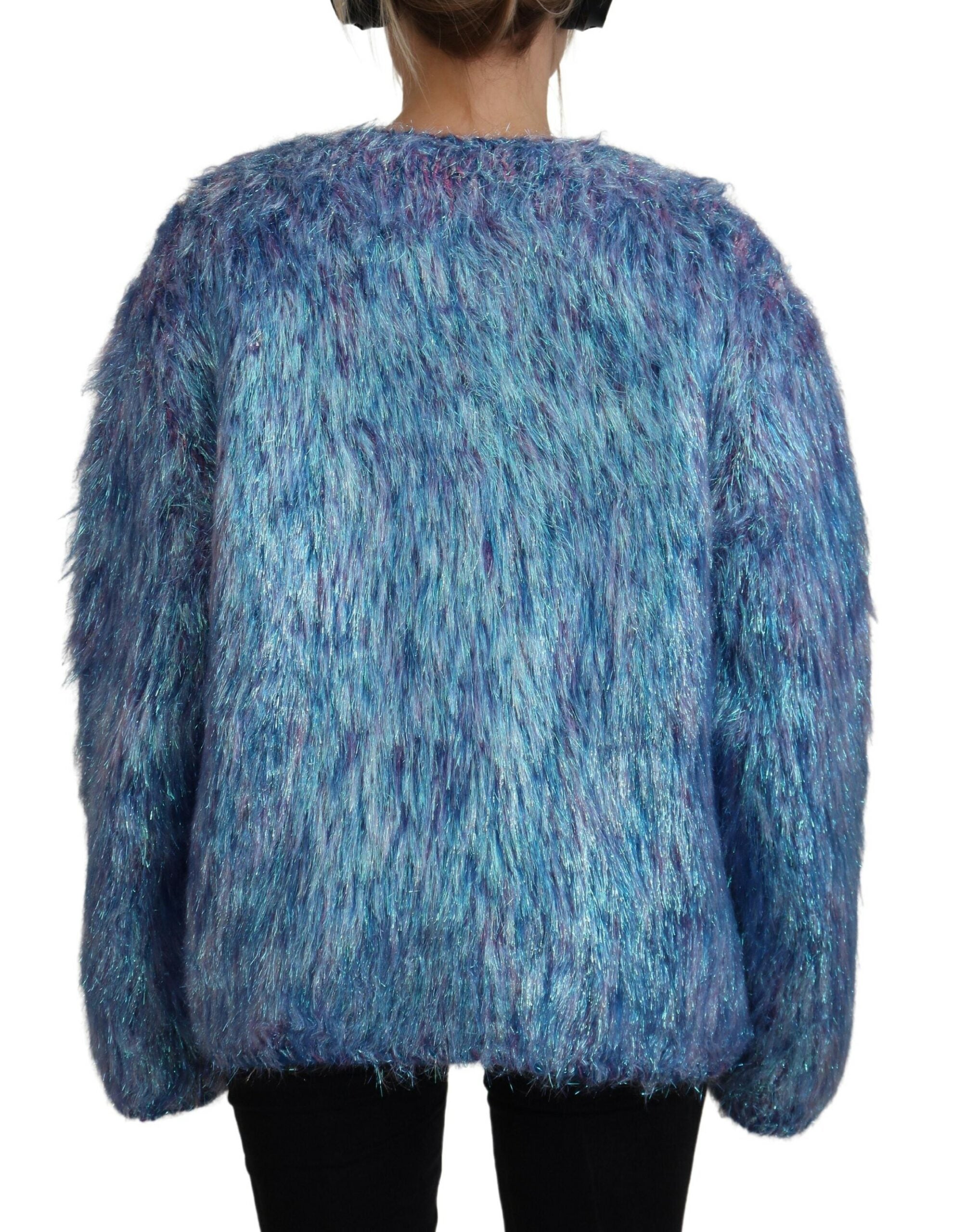 Dolce & Gabbana Multicolor Polyester Fransen Mantel Jacke