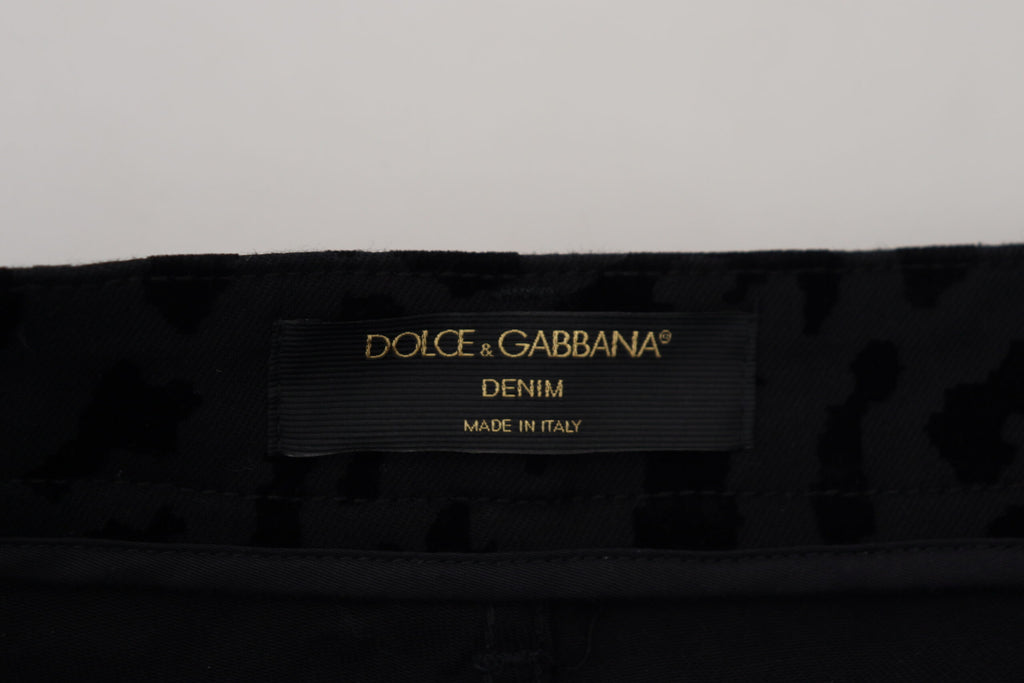 Dolce & Gabbana Schwarze Denim Baumwolle Stretch Hot Pants Shorts