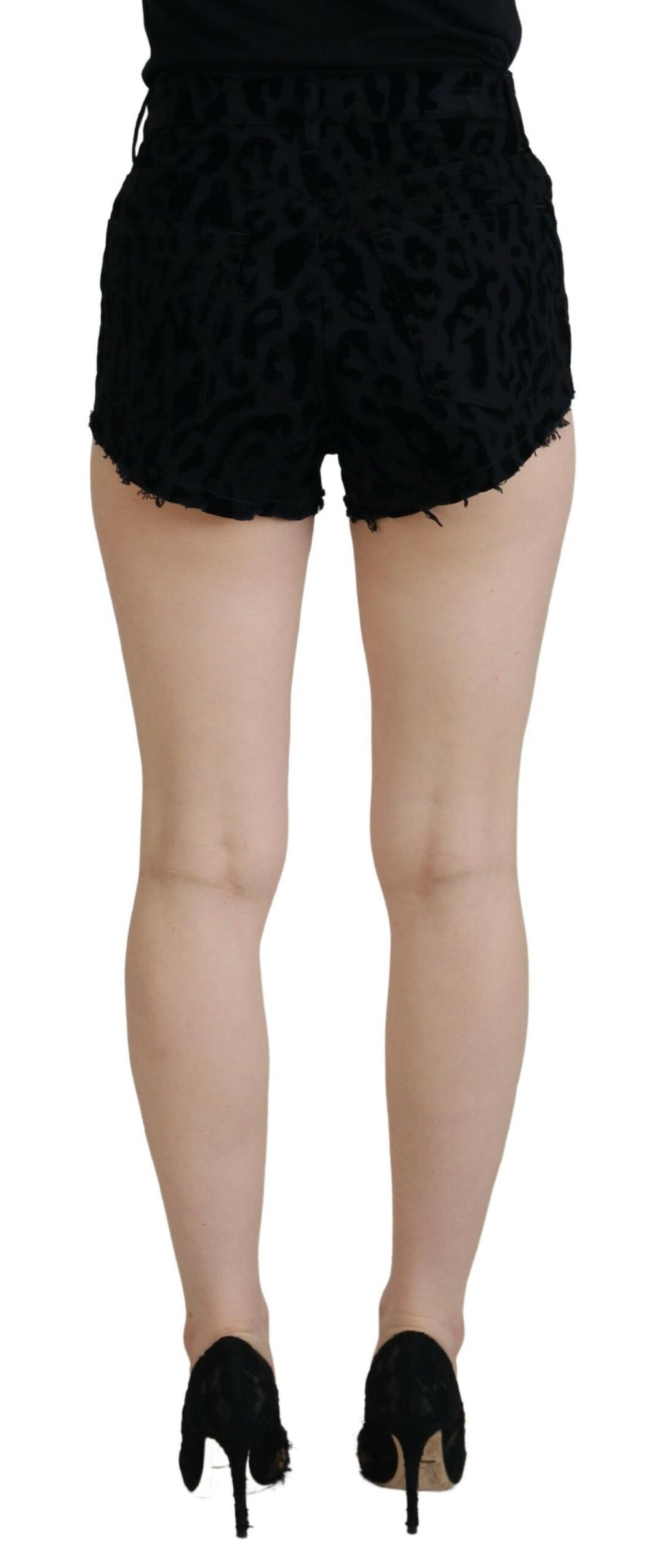 Dolce & Gabbana Schwarze Denim Baumwolle Stretch Hot Pants Shorts