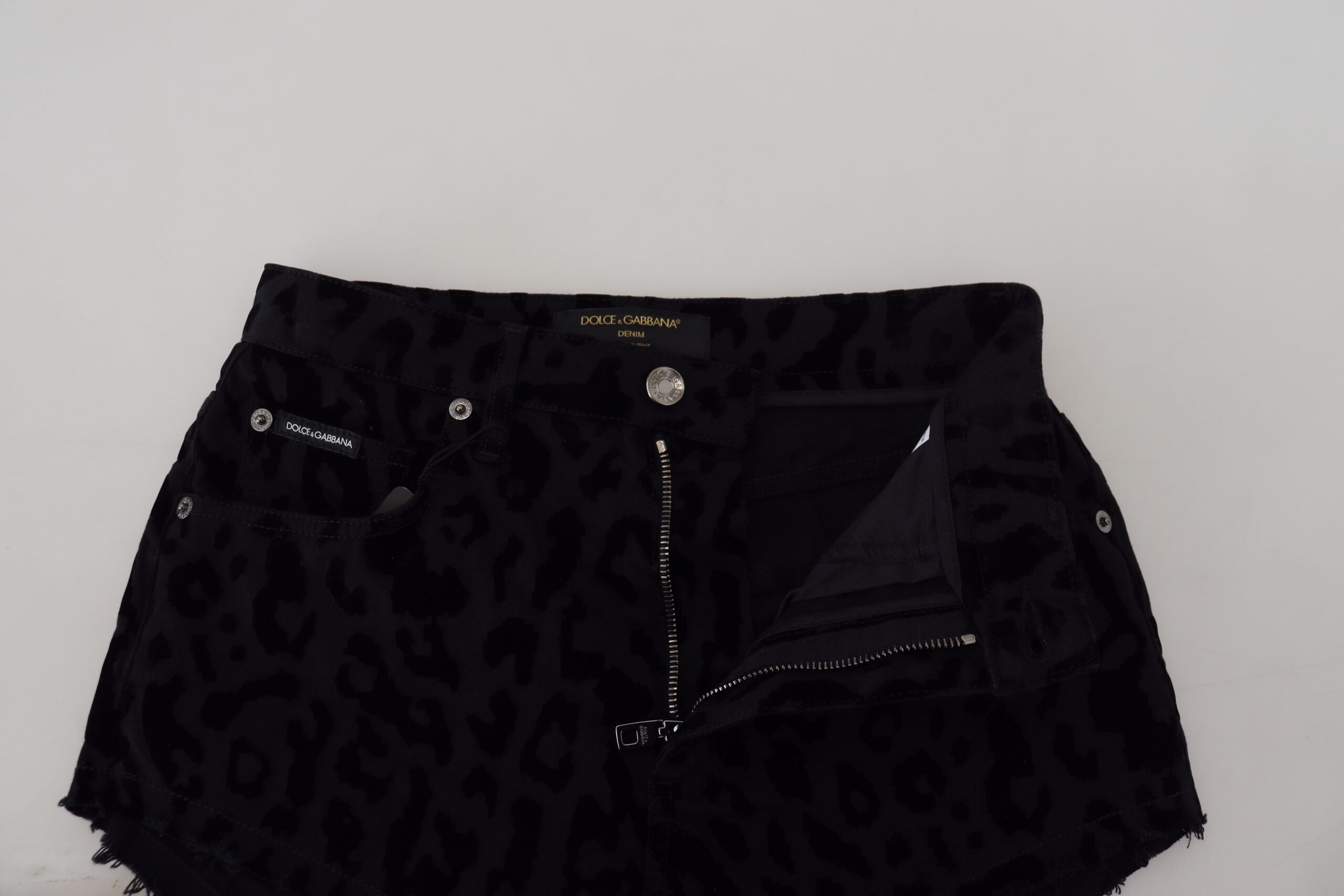 Dolce & Gabbana Schwarze Denim Baumwolle Stretch Hot Pants Shorts