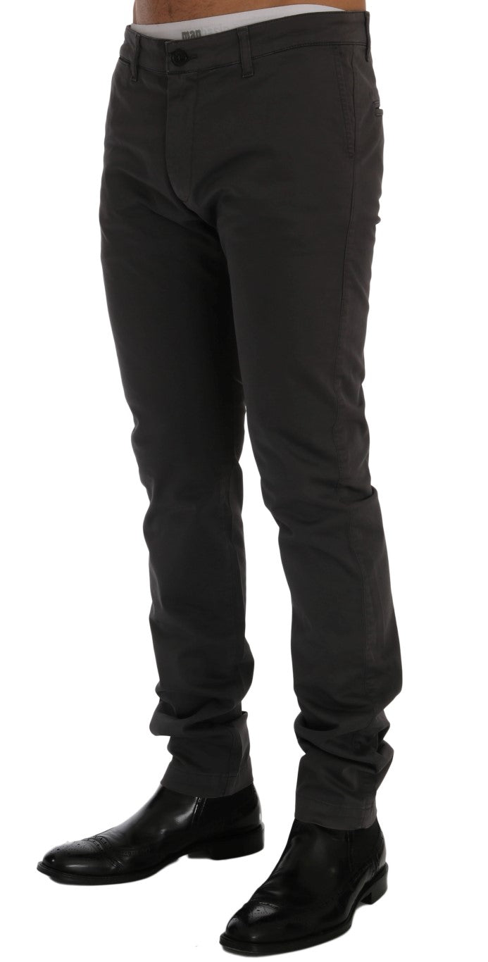 GF Ferre Graue Baumwoll-Stretch-Chino-Hose