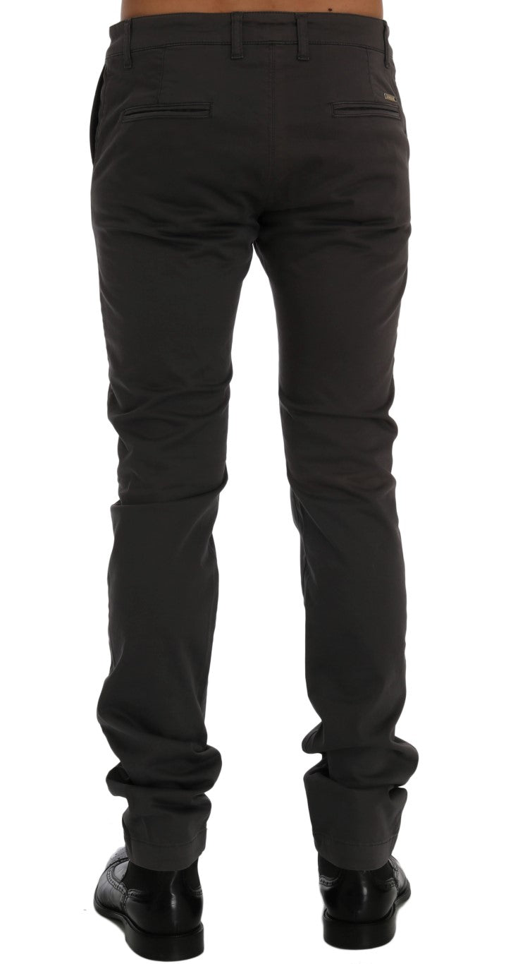 GF Ferre Graue Baumwoll-Stretch-Chino-Hose