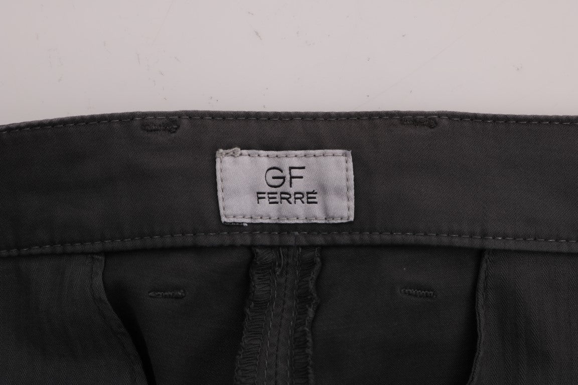GF Ferre Graue Baumwoll-Stretch-Chino-Hose