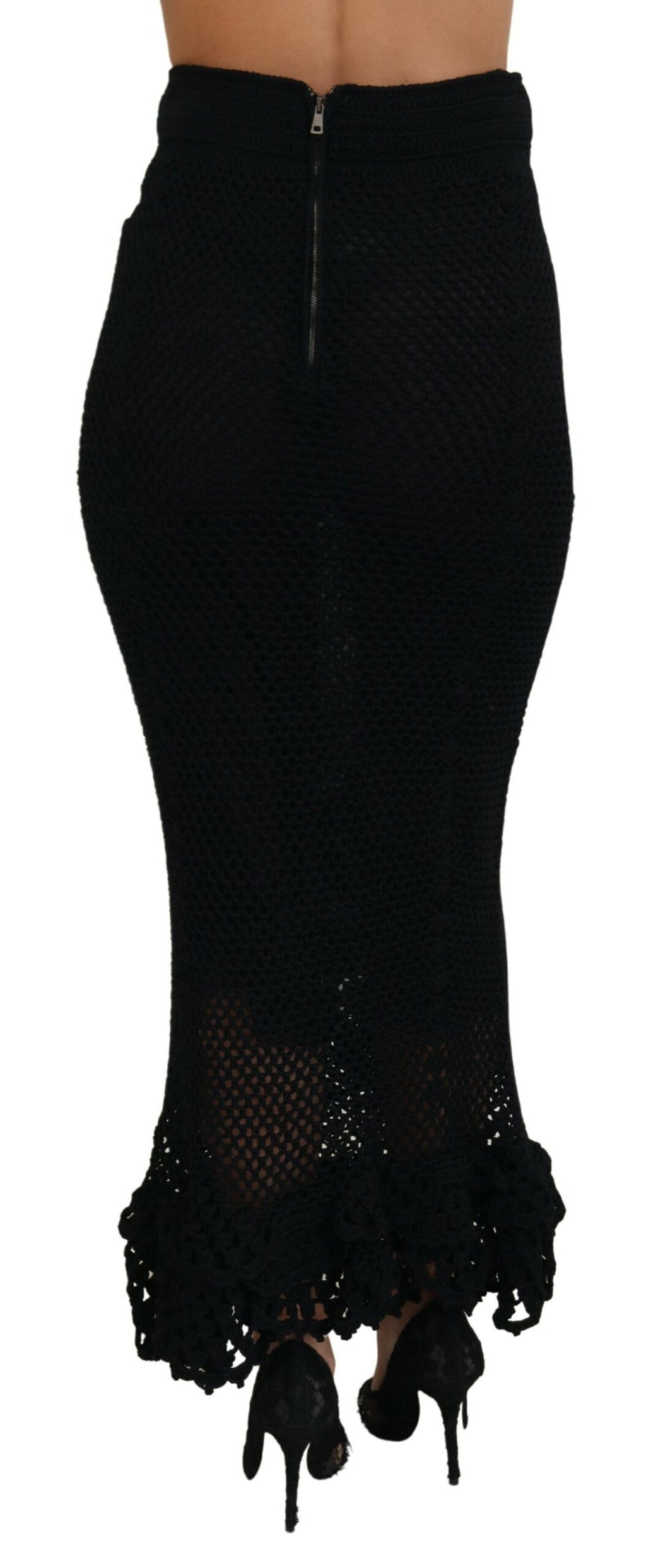 Dolce & Gabbana Schwarzer Baumwollstrickrock mit hoher Taille für Meerjungfrauen