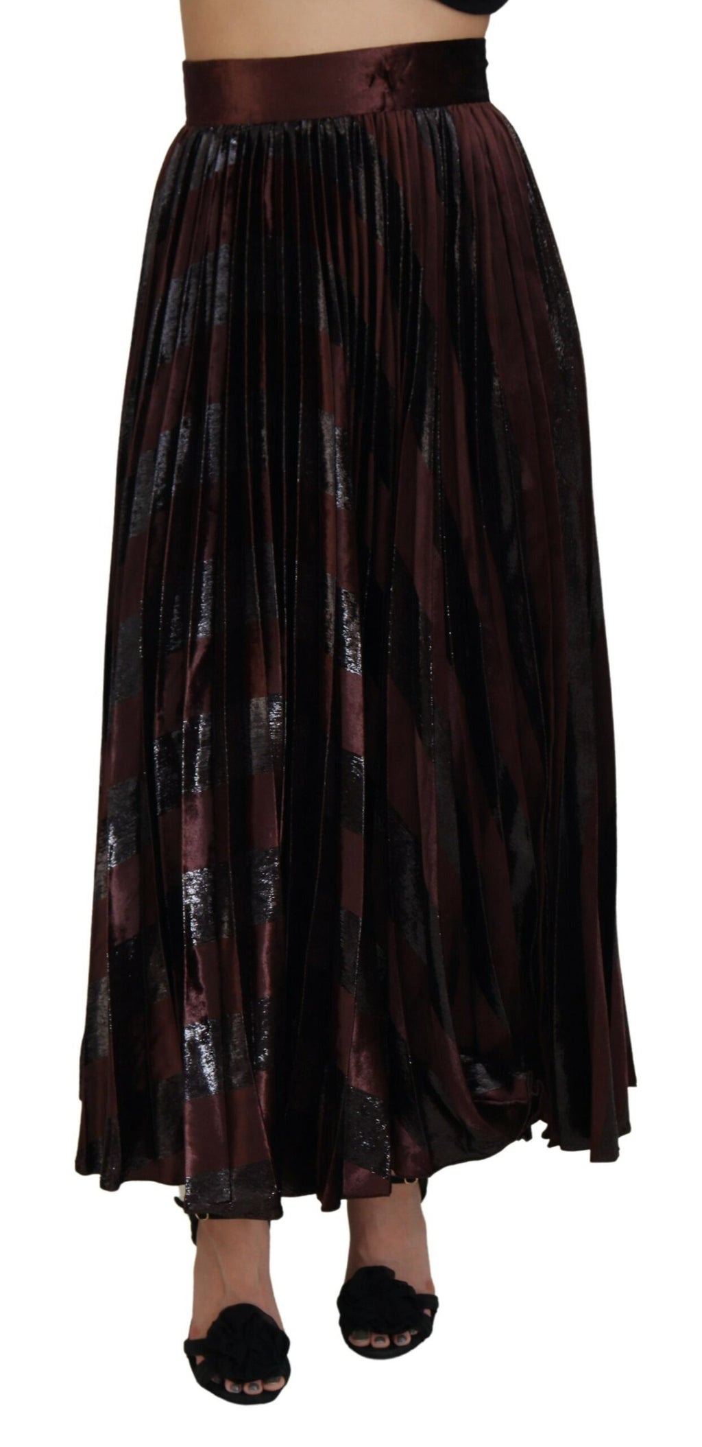 Dolce & Gabbana Brauner Polyester-Maxirock mit hoher Taille und A-Linie
