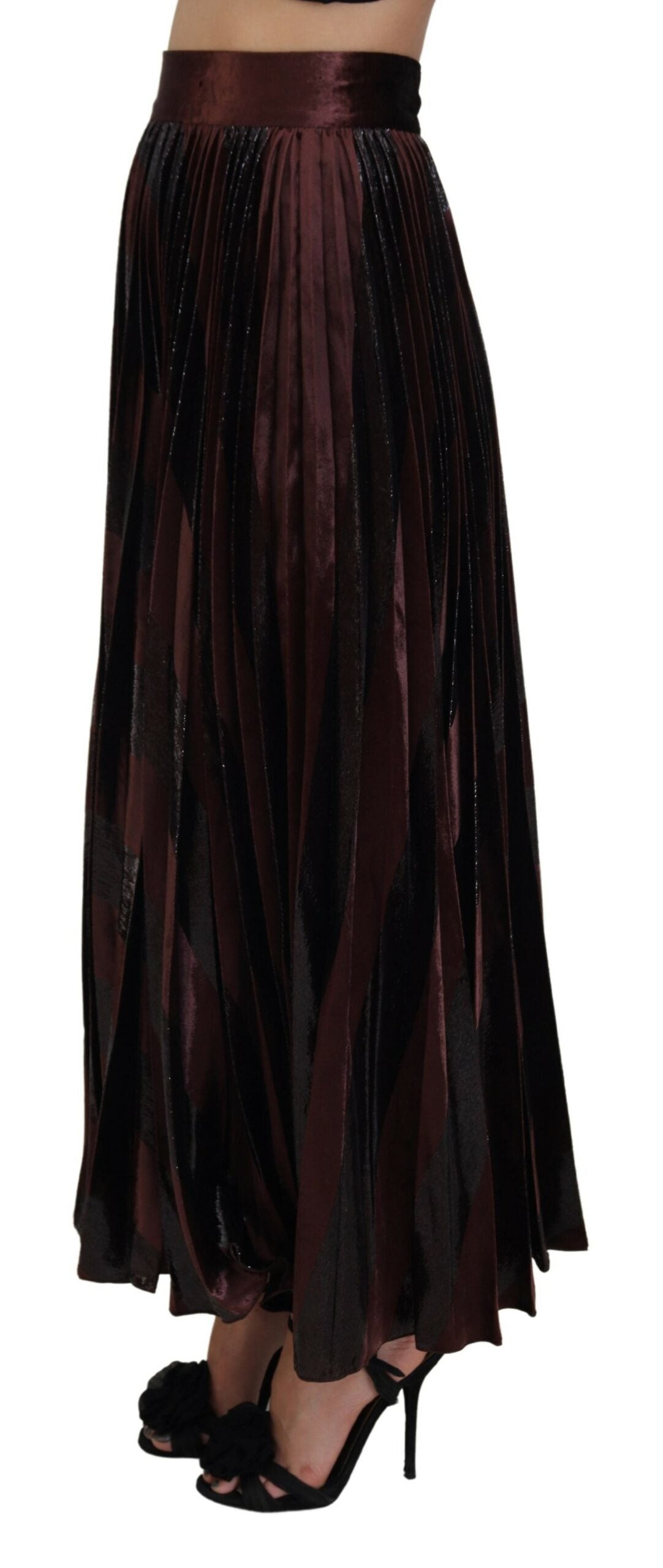 Dolce & Gabbana Brauner Polyester-Maxirock mit hoher Taille und A-Linie
