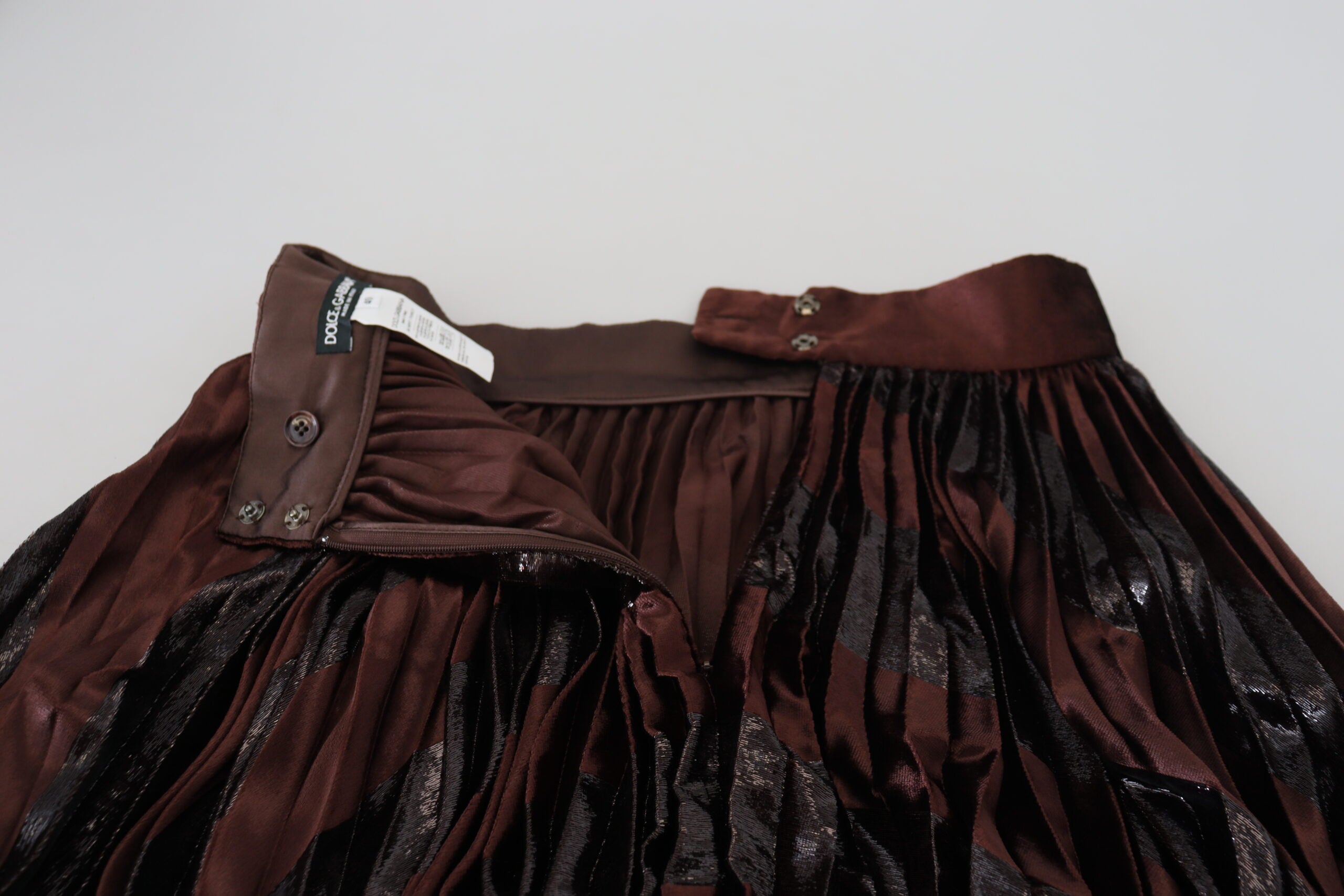 Dolce & Gabbana Brauner Polyester-Maxirock mit hoher Taille und A-Linie
