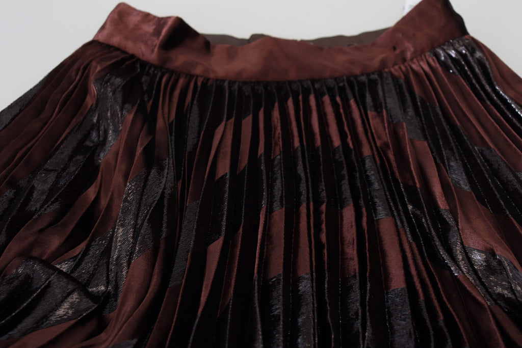 Dolce & Gabbana Brauner Polyester-Maxirock mit hoher Taille und A-Linie
