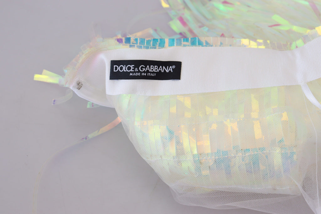 Dolce & Gabbana Multicolor schillernder Tüllrock mit Fransen