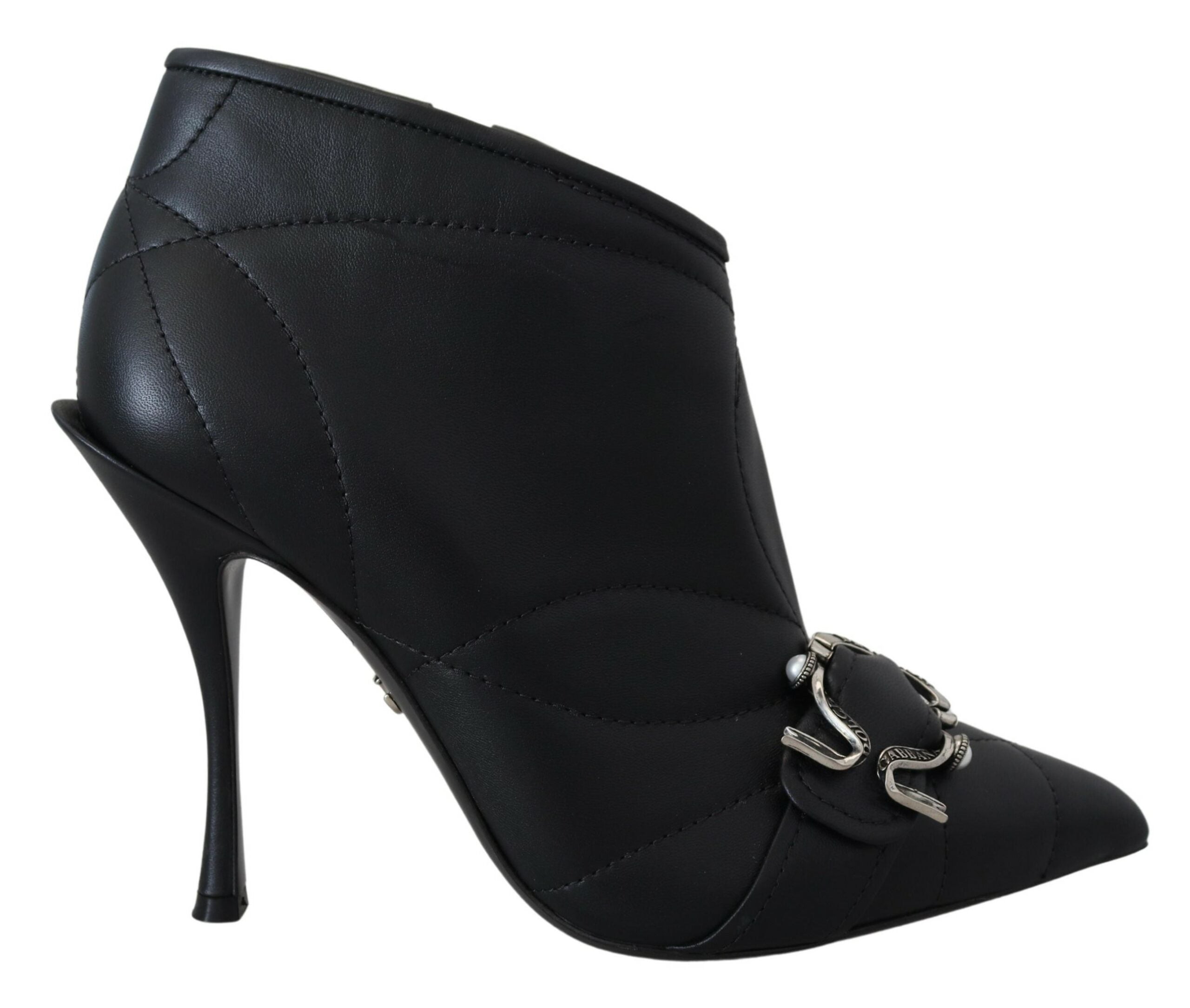 Dolce & Gabbana Schwarze Devotion Gesteppte Knöchelstiefel mit Schnalle Schuhe