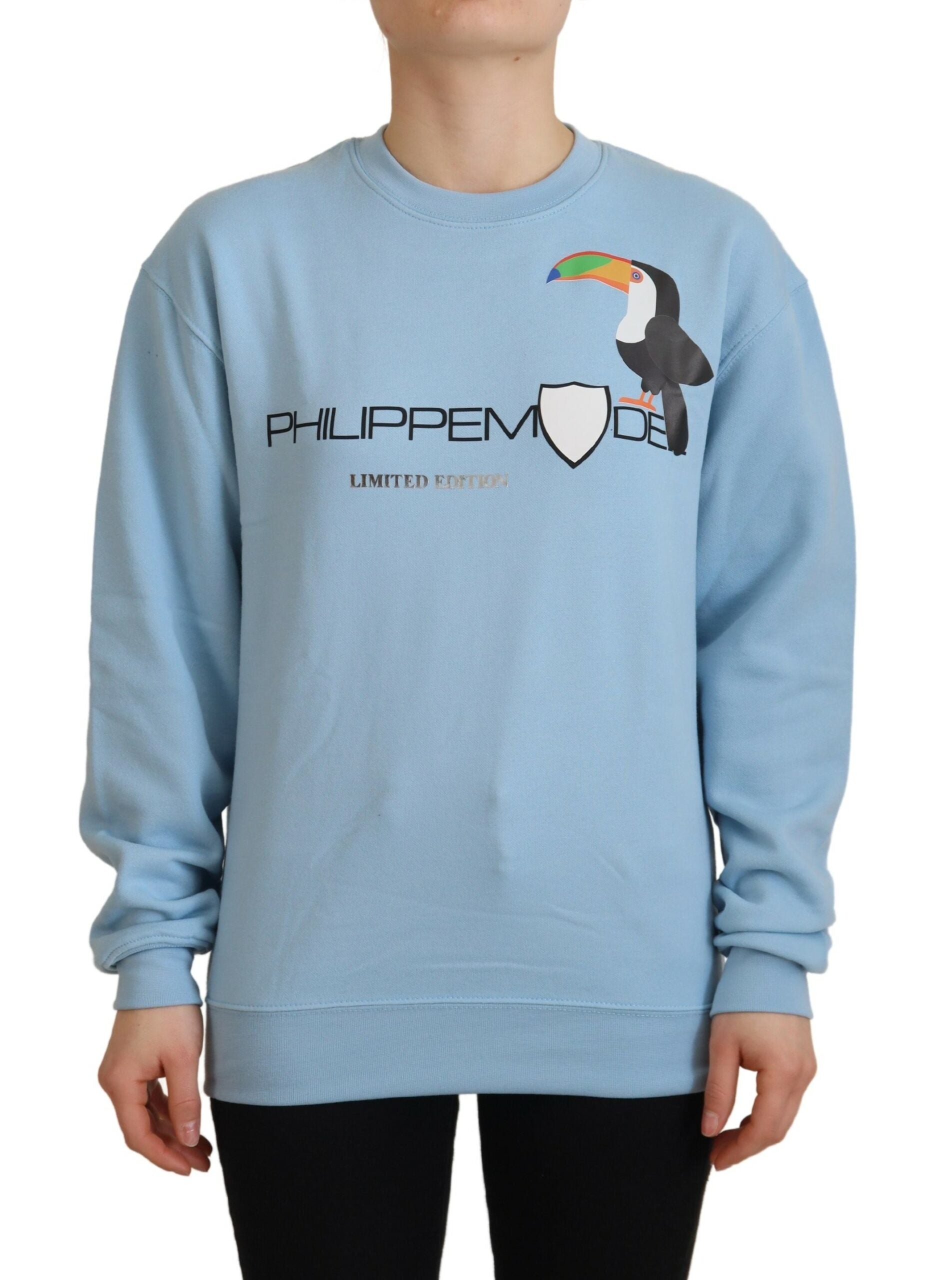 Philippe Model Hellblauer Pullover mit Logodruck und langen Ärmeln
