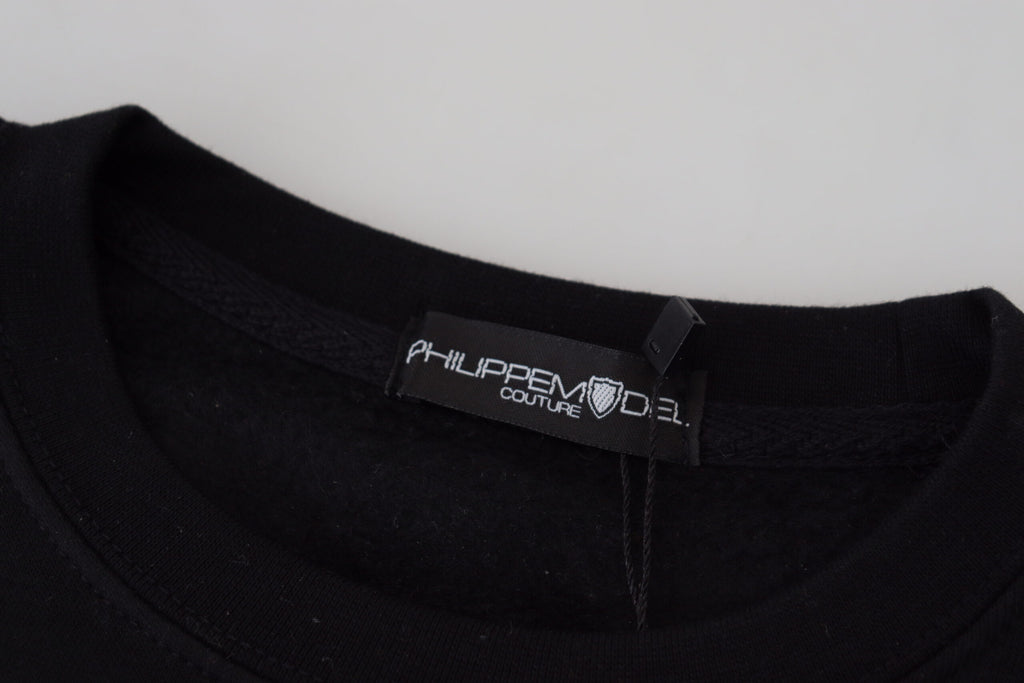 Philippe Model Schwarzer bedruckter Pullover mit langen Ärmeln
