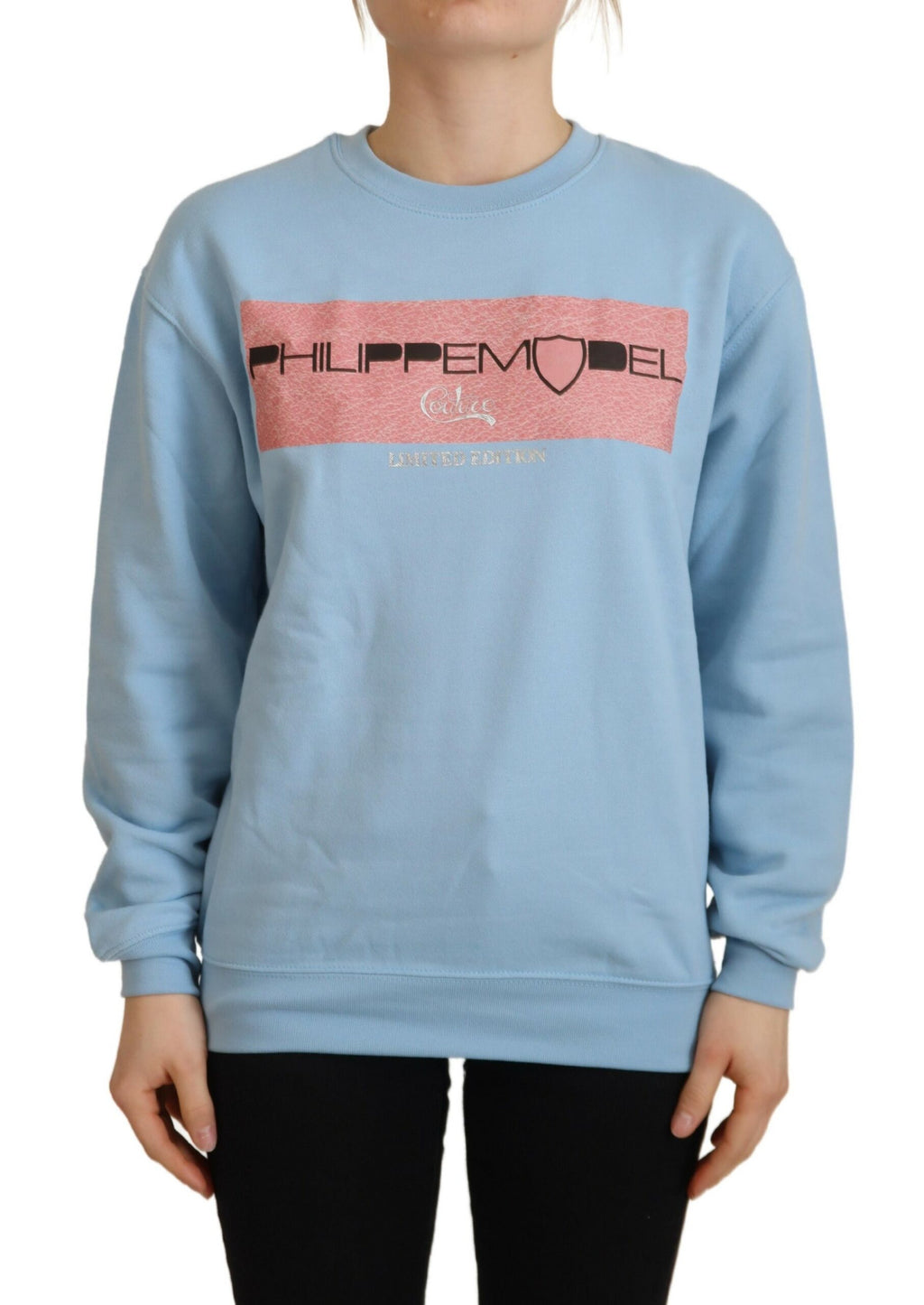 Philippe Model Hellblauer Pullover mit Logodruck und langen Ärmeln