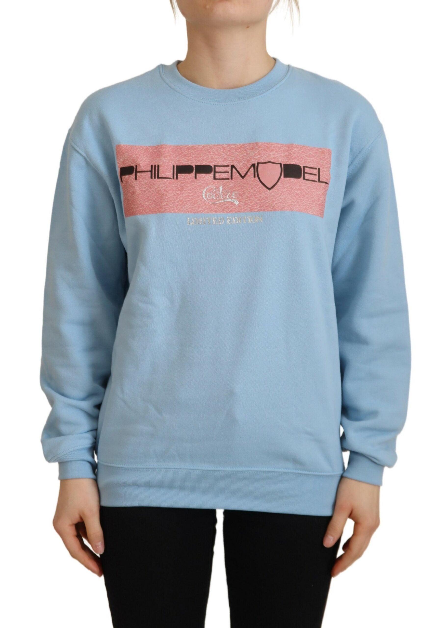 Philippe Model Hellblauer Pullover mit Logodruck und langen Ärmeln