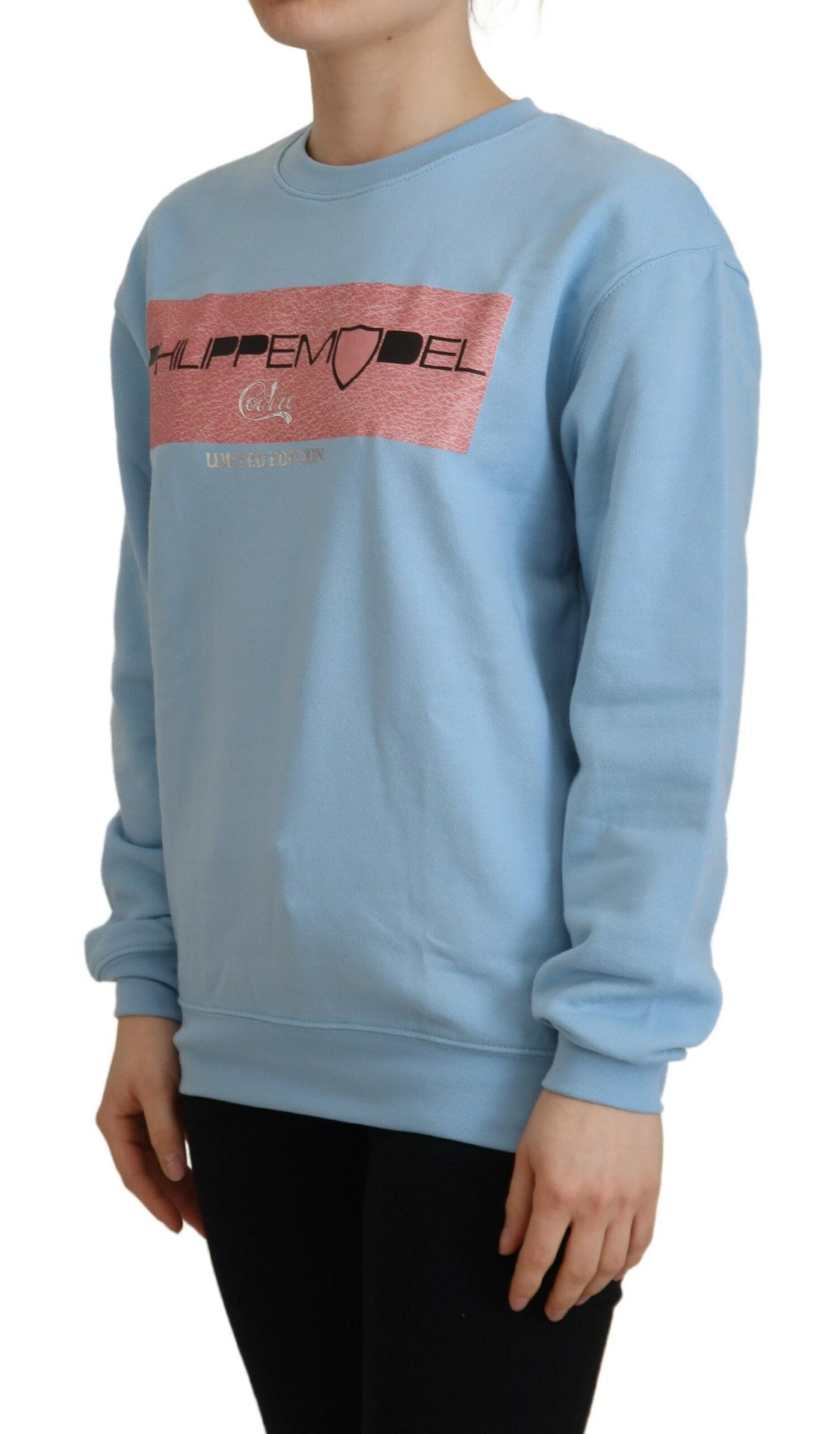 Philippe Model Hellblauer Pullover mit Logodruck und langen Ärmeln