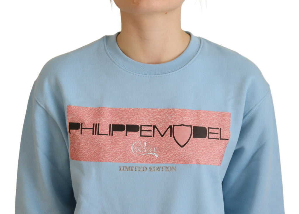 Philippe Model Hellblauer Pullover mit Logodruck und langen Ärmeln