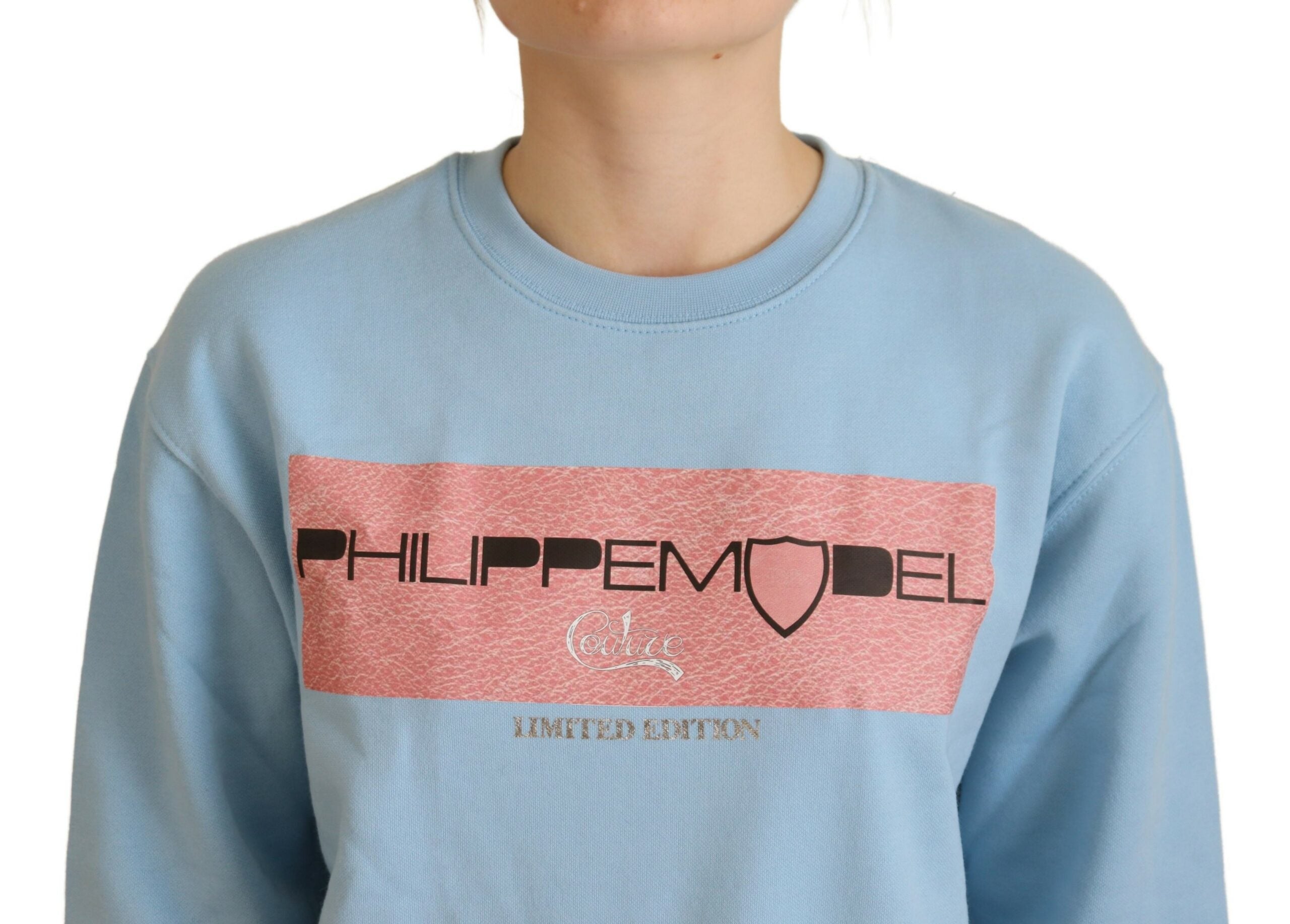 Philippe Model Hellblauer Pullover mit Logodruck und langen Ärmeln