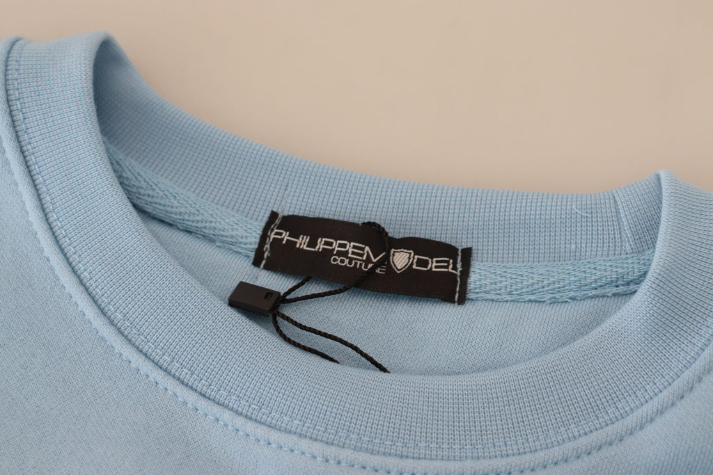 Philippe Model Hellblauer Pullover mit Logodruck und langen Ärmeln