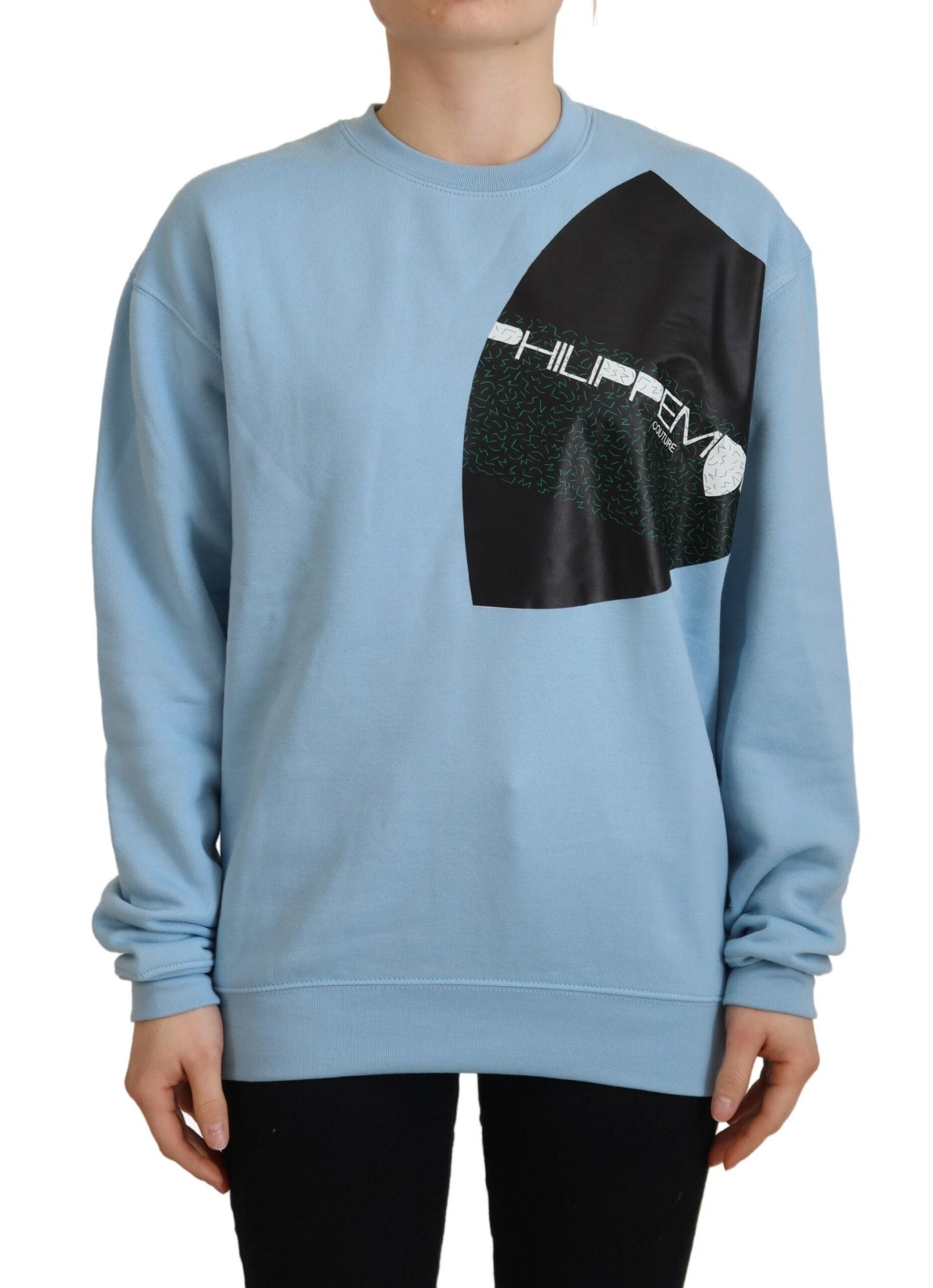 Philippe Model Hellblauer Pullover mit Logodruck und langen Ärmeln