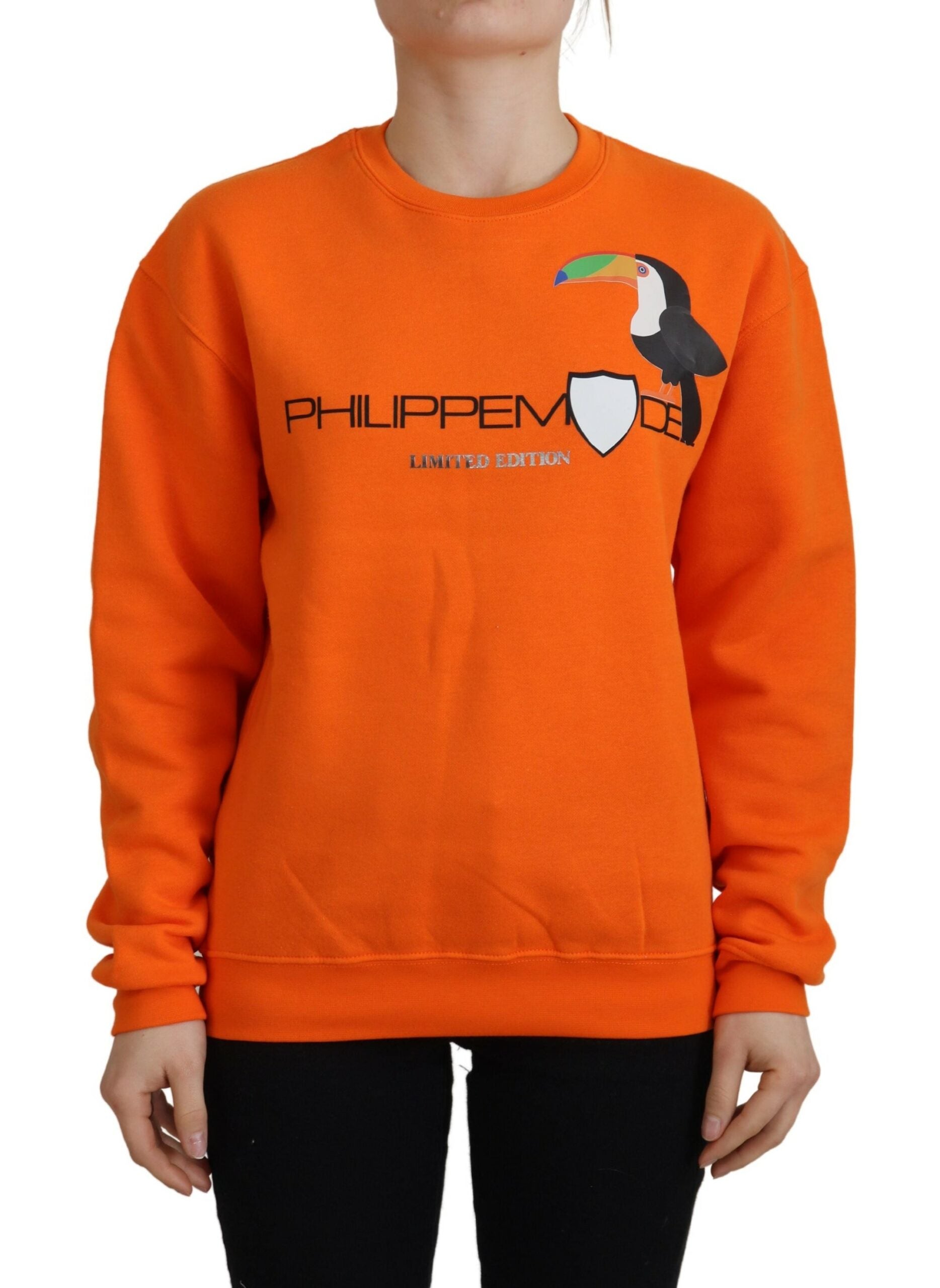 Philippe Model Orange bedruckter Pullover mit langen Ärmeln Pullover