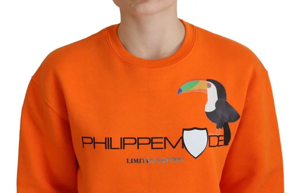 Philippe Model Orange bedruckter Pullover mit langen Ärmeln Pullover