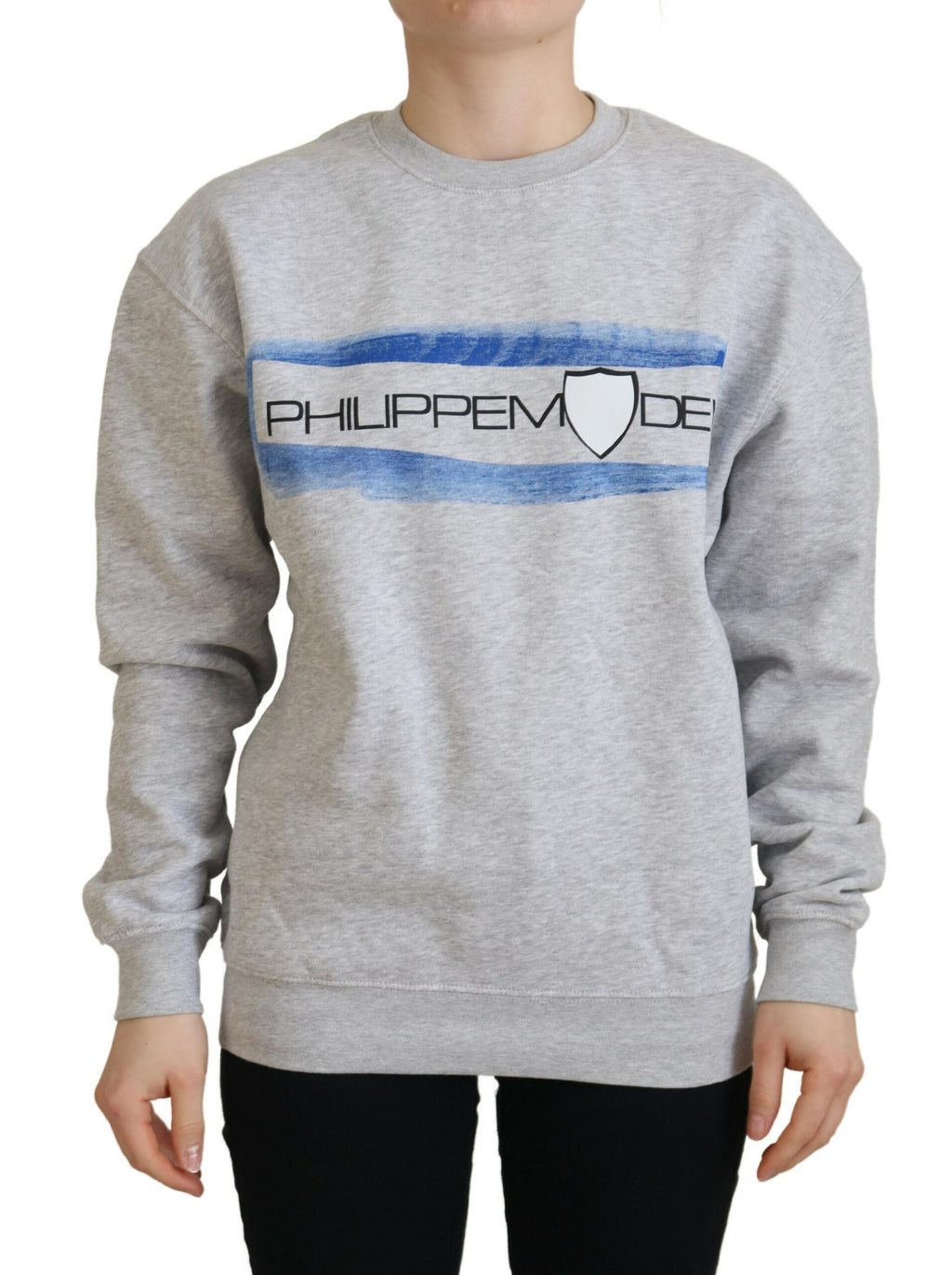 Philippe Model Grauer bedruckter Pullover mit langen Ärmeln Pullover