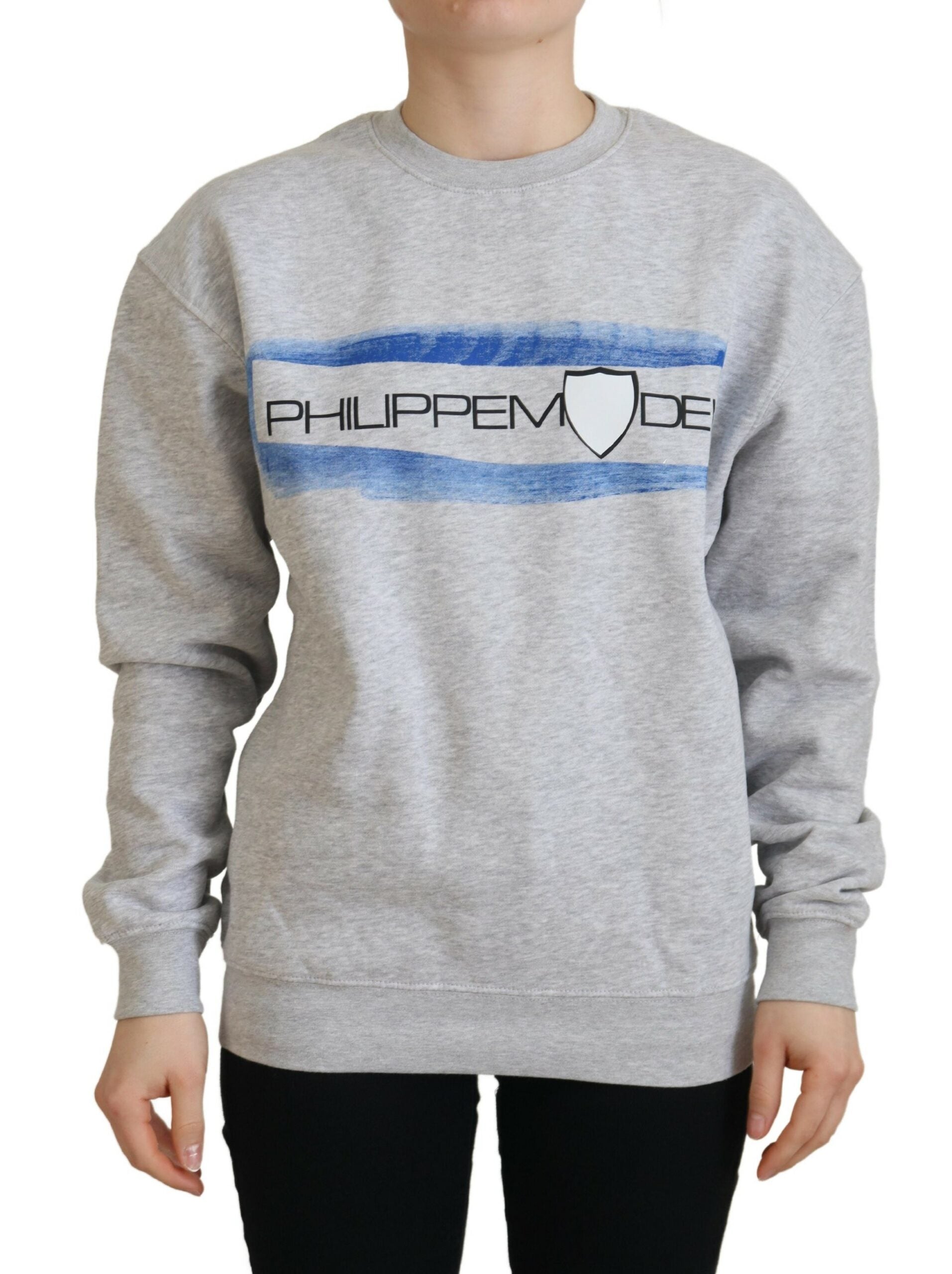 Philippe Model Grauer bedruckter Pullover mit langen Ärmeln Pullover