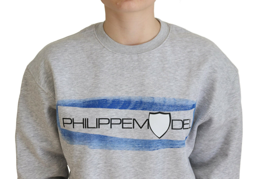 Philippe Model Grauer bedruckter Pullover mit langen Ärmeln Pullover