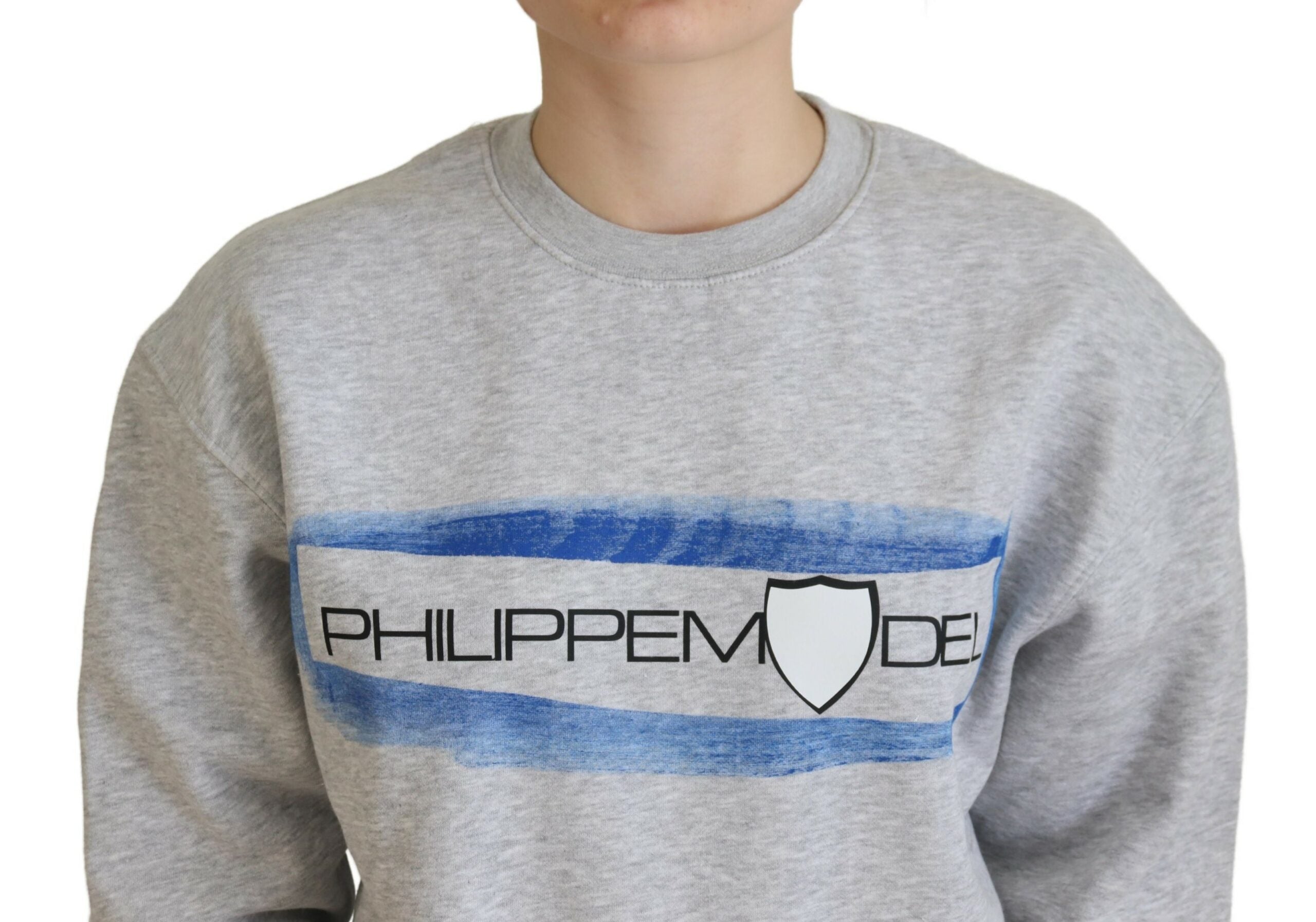 Philippe Model Grauer bedruckter Pullover mit langen Ärmeln Pullover