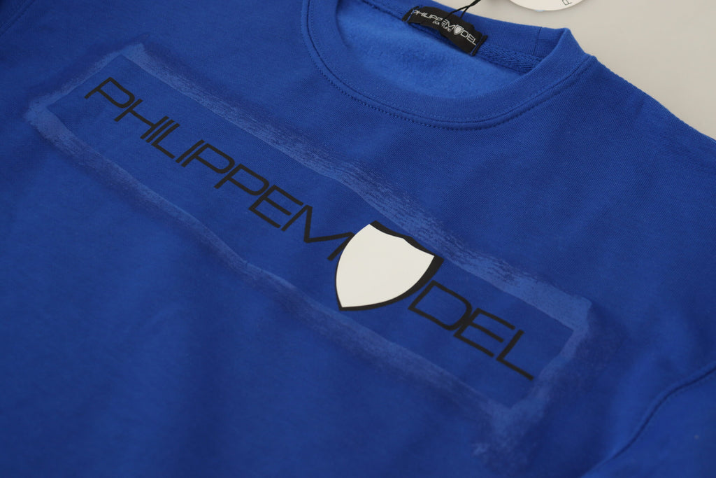 Philippe Model Blauer bedruckter Pullover mit langen Ärmeln Pullover